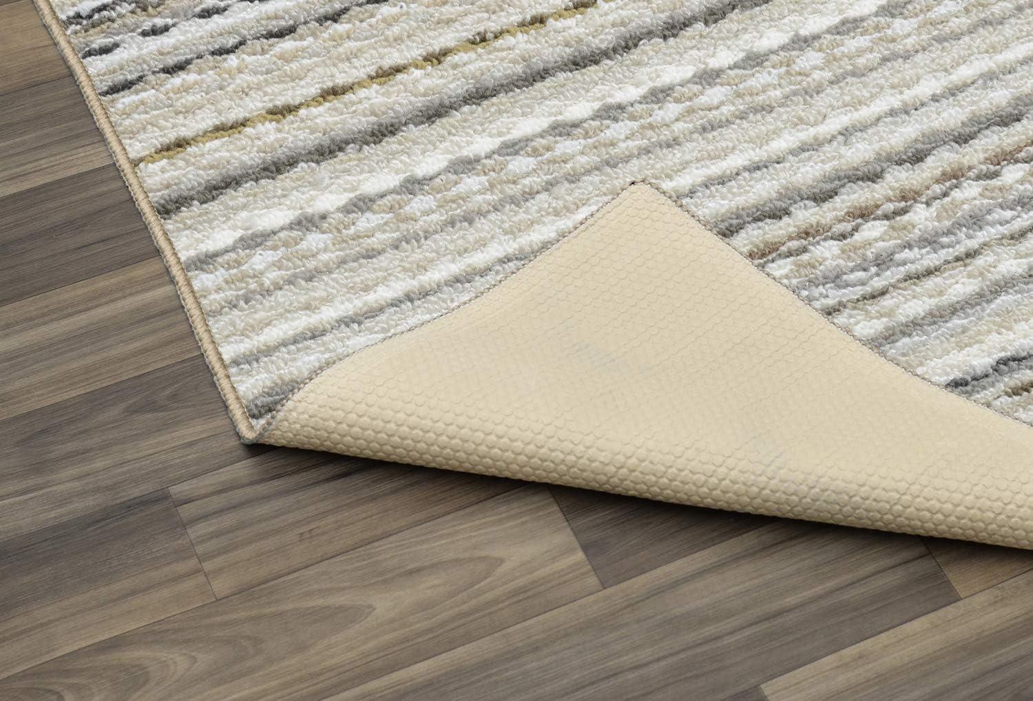 Striped Machine Made Tufted Square 12' x 12' Polypropylene Area Rug in Ivory/Brown