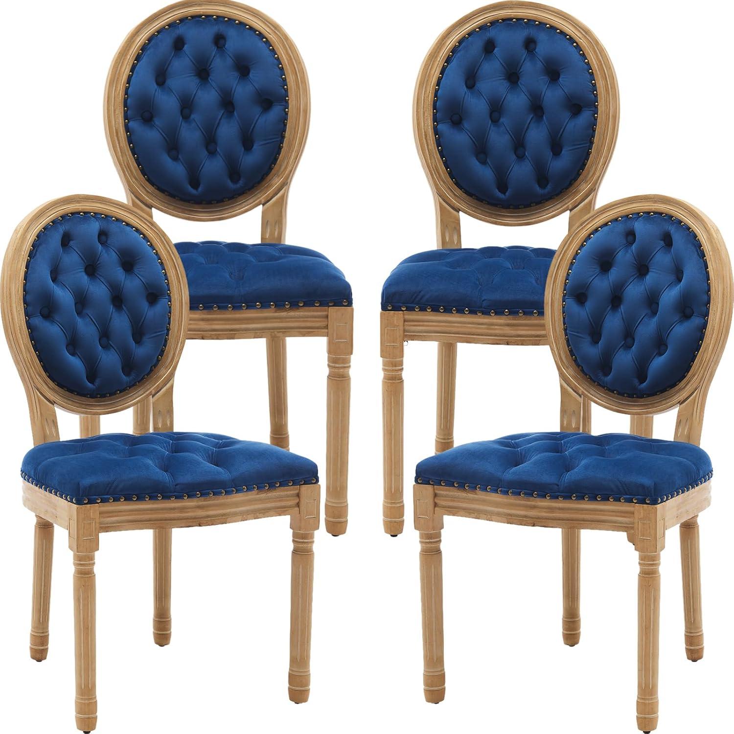 One Allium Way® French Style Vintage Solid Wood Upholstered Dining Chair (Set of 4)