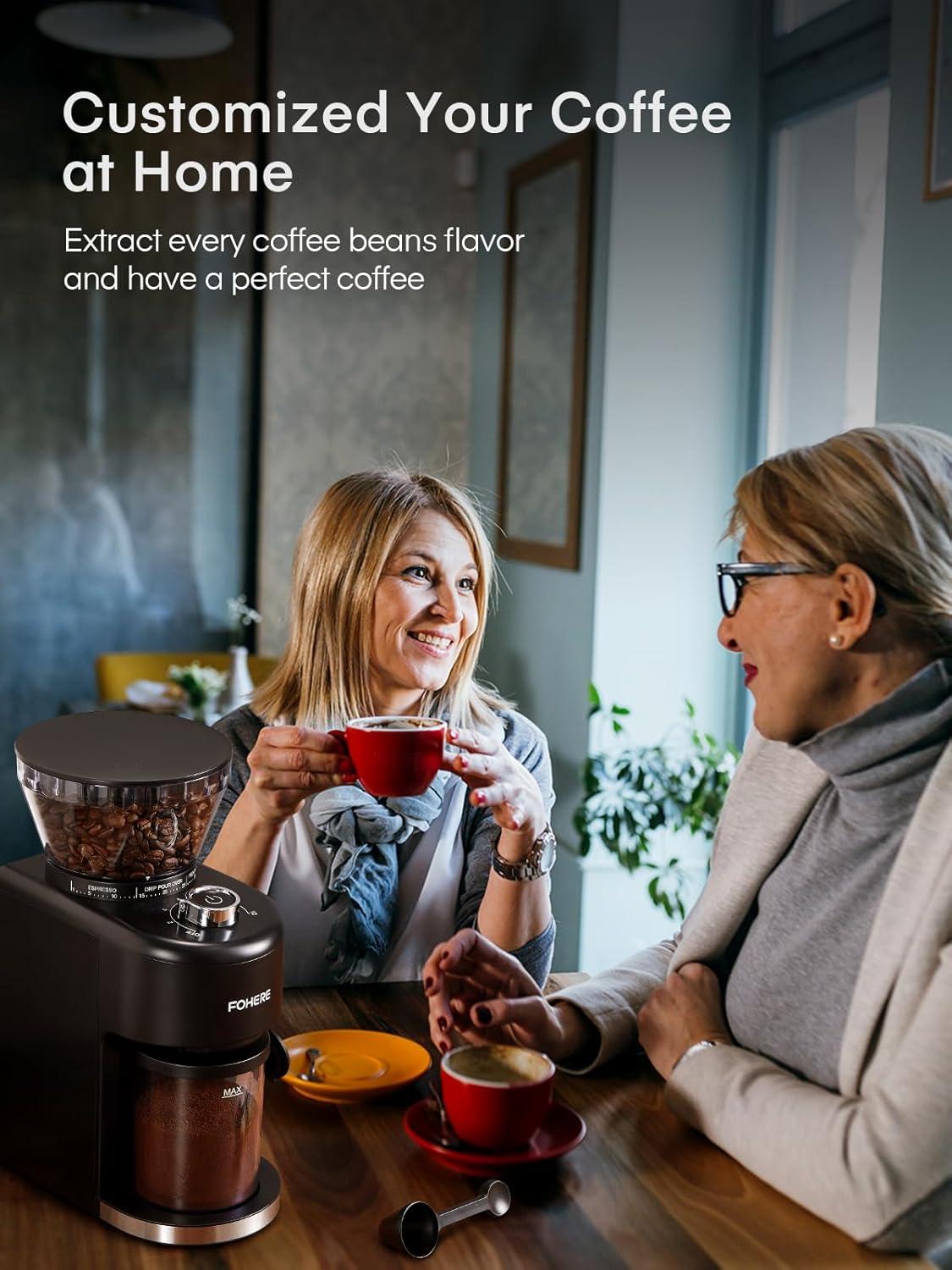 Anti-Static ABS Plastic Electric Coffee Grinder,  200W (AC 120V/60Hz) Motor, SUS420 Steel Conical Burr, 42dB Quiet Operation