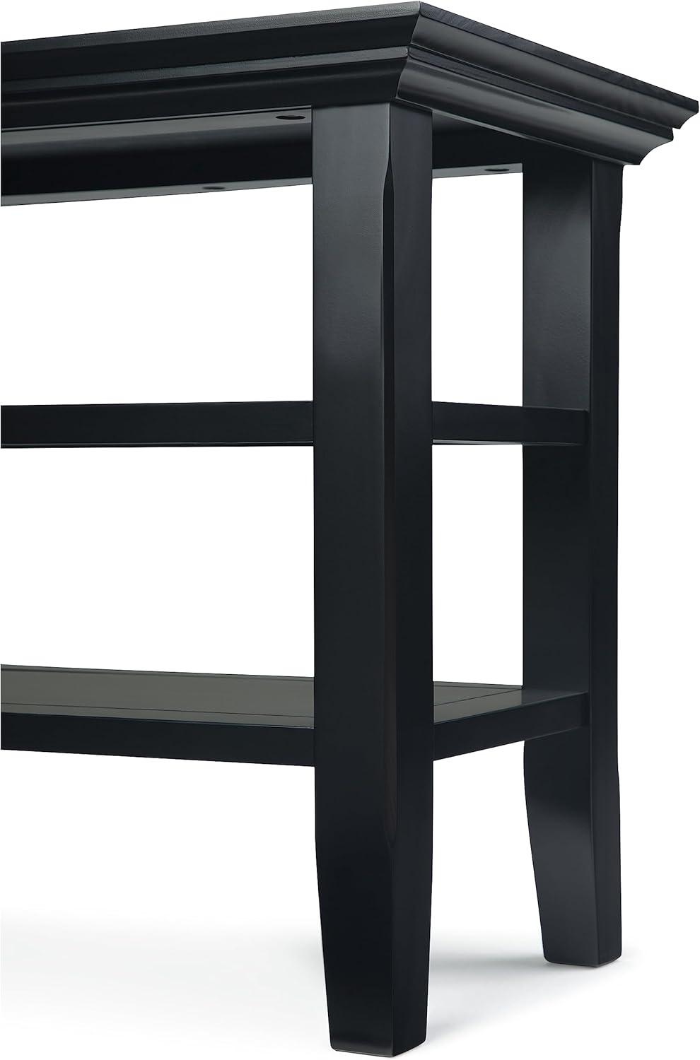 Simpli Home Acadian Wood 14" Rectangle Transitional Narrow Side Table in Black