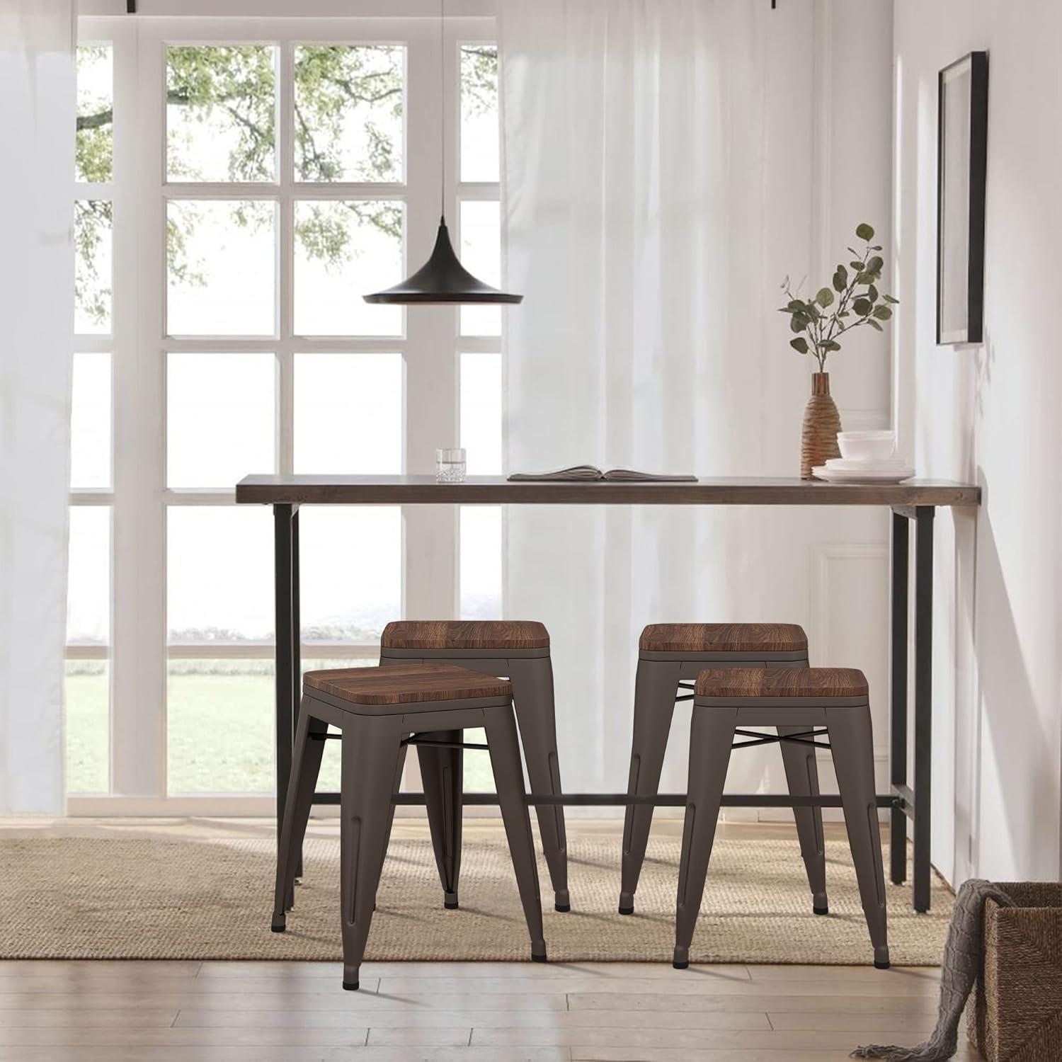 Williston Forge Apolito Counter Stool with Metal Frame (Set of 4)