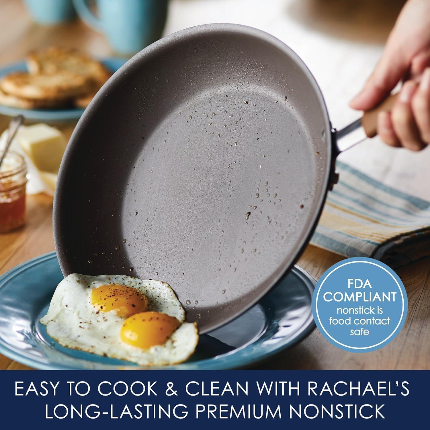 Rachael Ray Cucina Juego de Ollas y Sartenes Antiadherentes, 12 Piezas, Marrón Hongo