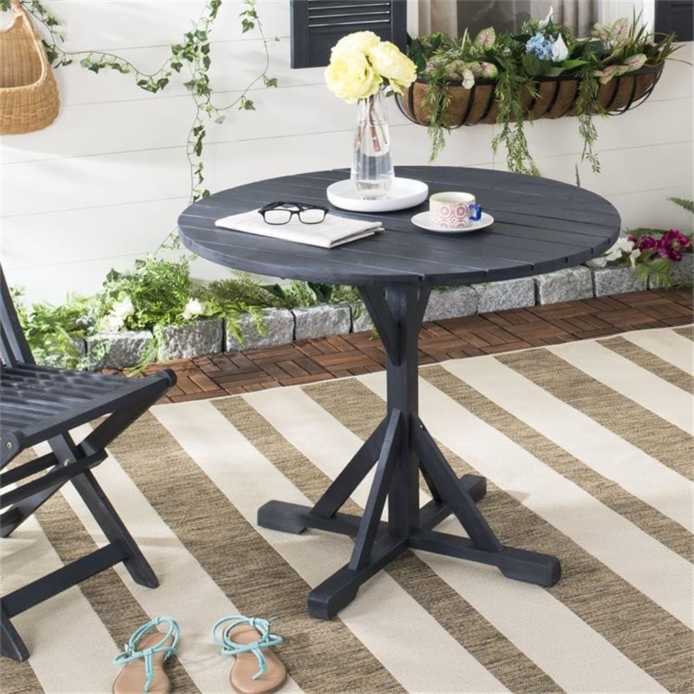 Safavieh Arcata Outdoor Patio Round Table - Dark Slate Grey