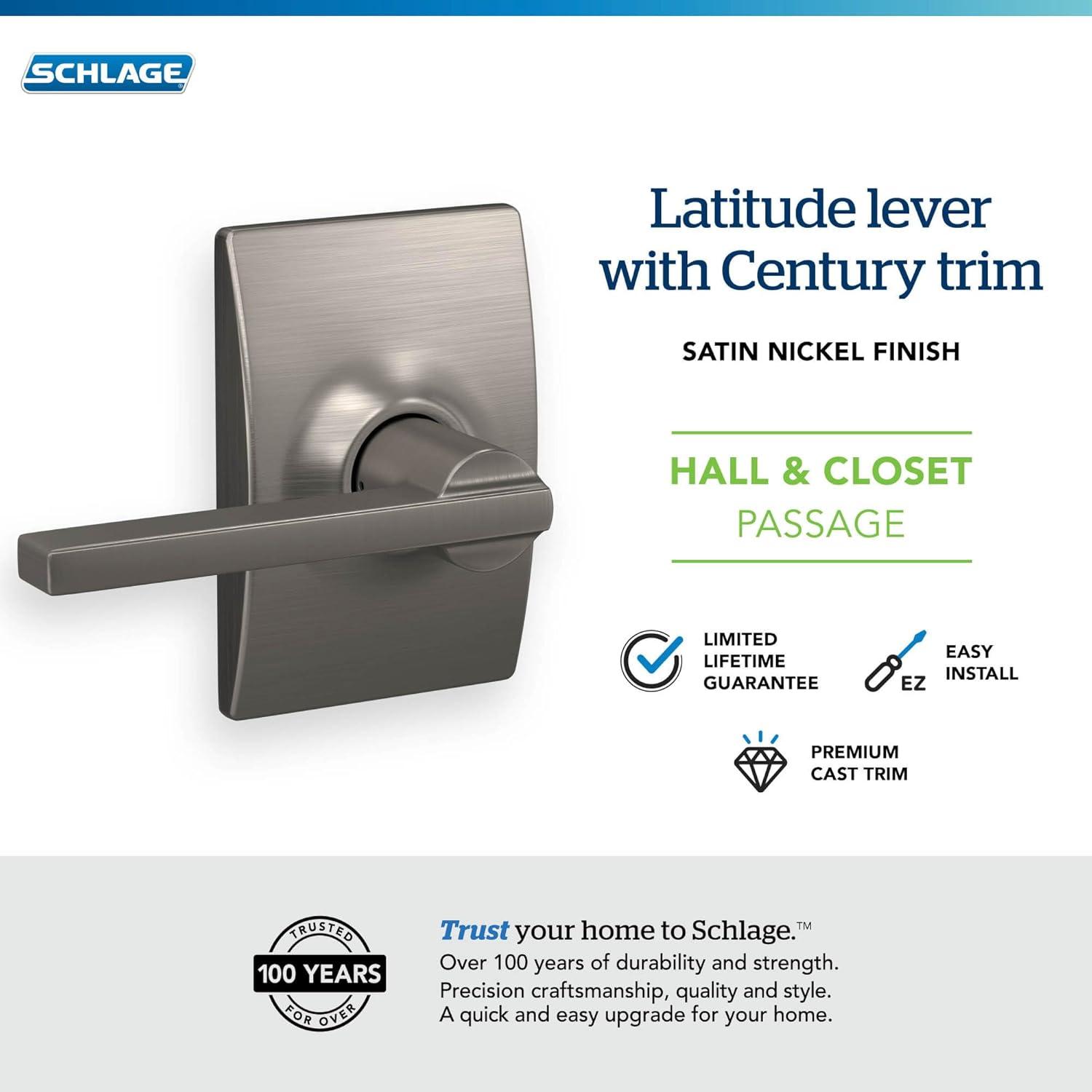 Latitude Passage Door Lever with Century Rosette
