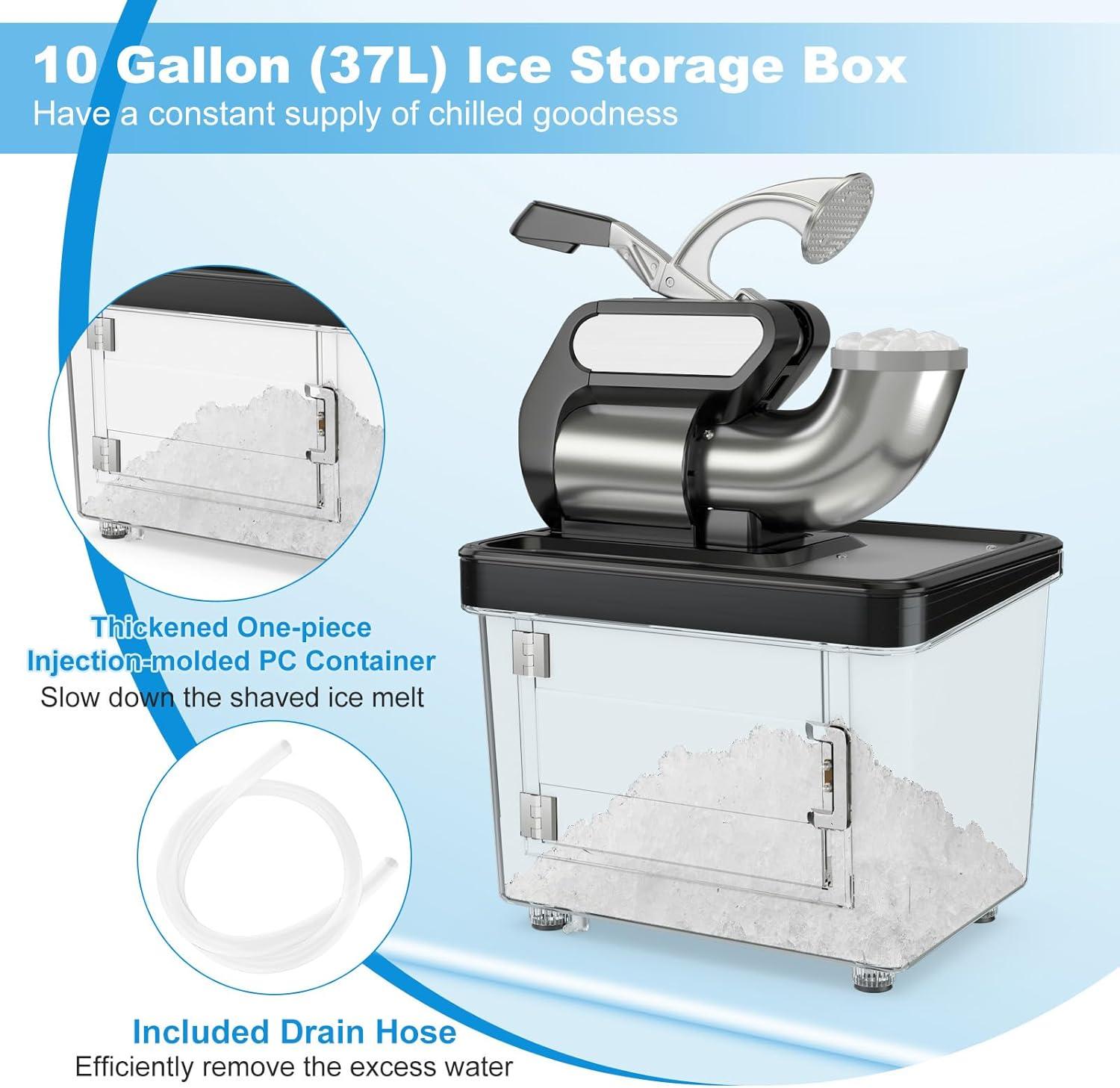 Kadyn 300W Commercial Ice Crusher with Dual Blades and Safety Switch-Black