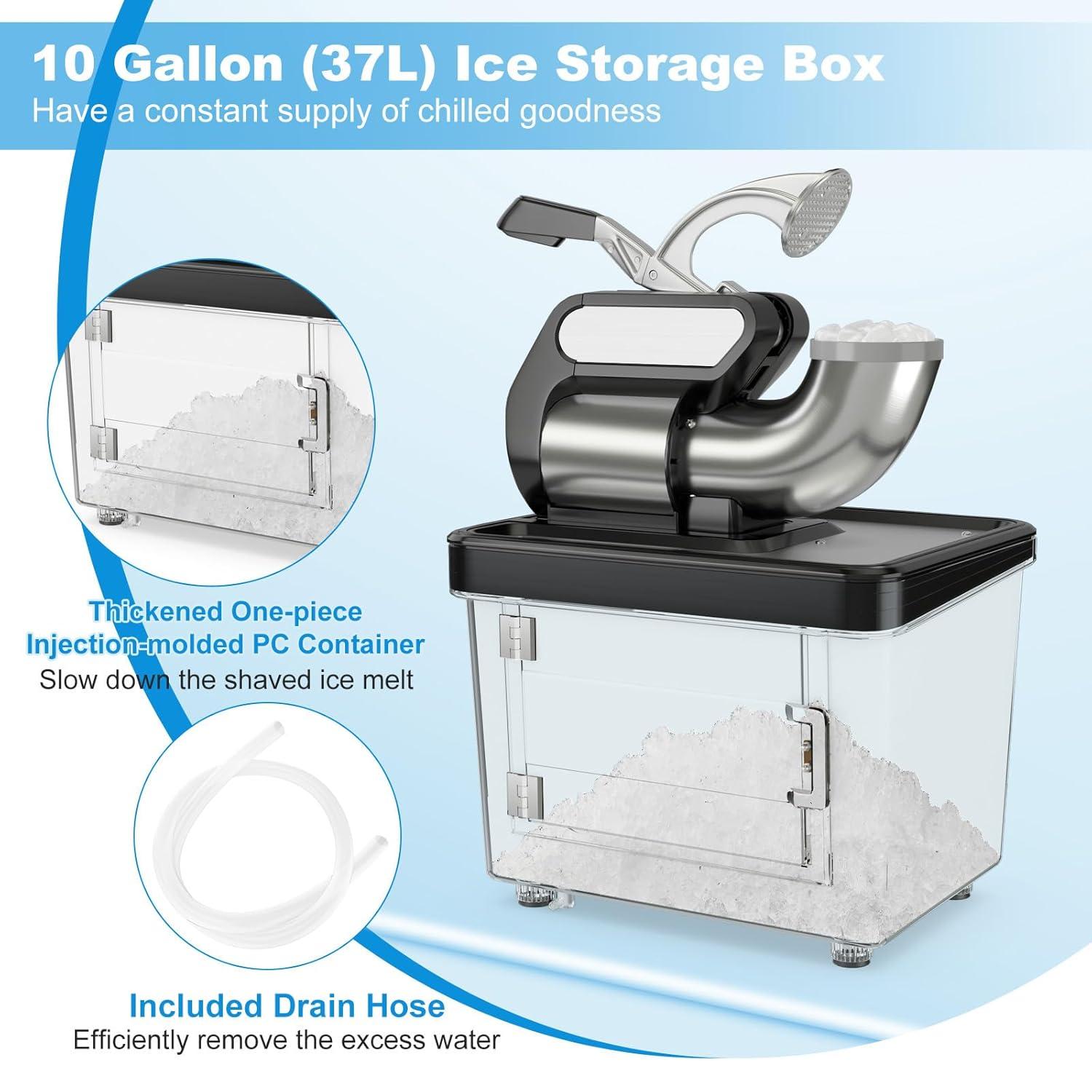 Kadyn 300W Commercial Ice Crusher with Dual Blades and Safety Switch-Black