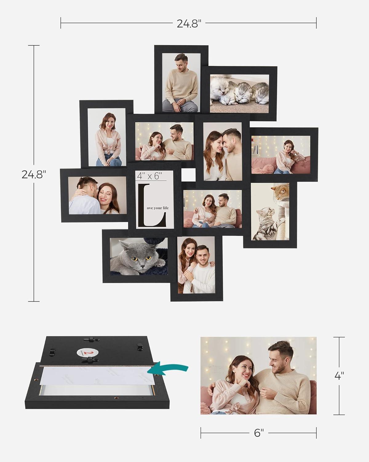 12-Pack Collage Picture Frames for Wall Decor 4X6 Black Photo Collage Frame Multi Picture Frame Set with Glass Front Assembly Required