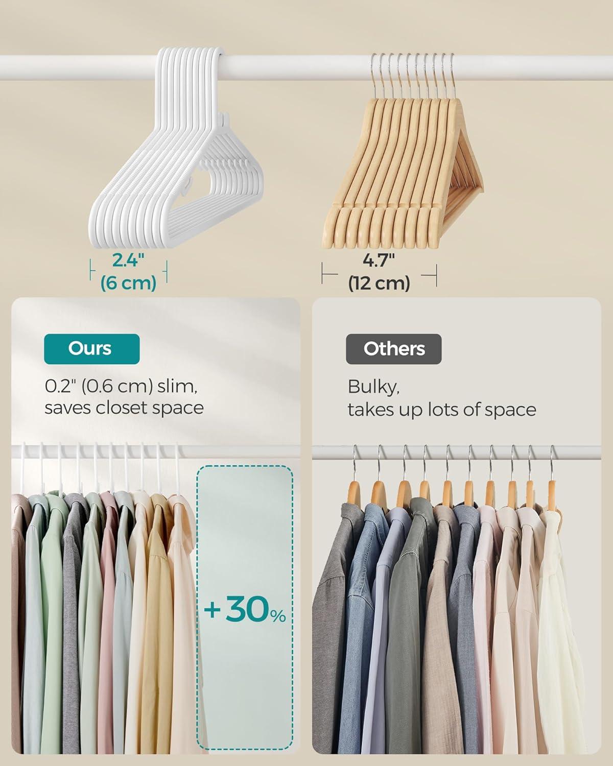 Rebrilliant 50-Pack Slim PP Plastic Hangers | Space-Saving, Non-Slip Design For Shirts And Scarves