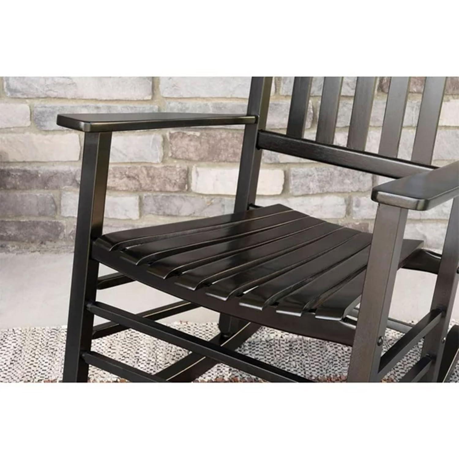 Jack Post Knollwood Mission Style Outdoor High Gloss Hardwood Rocker Chair with Slat Back Design, for Porch, Patio, Lawn, or Garden, Black