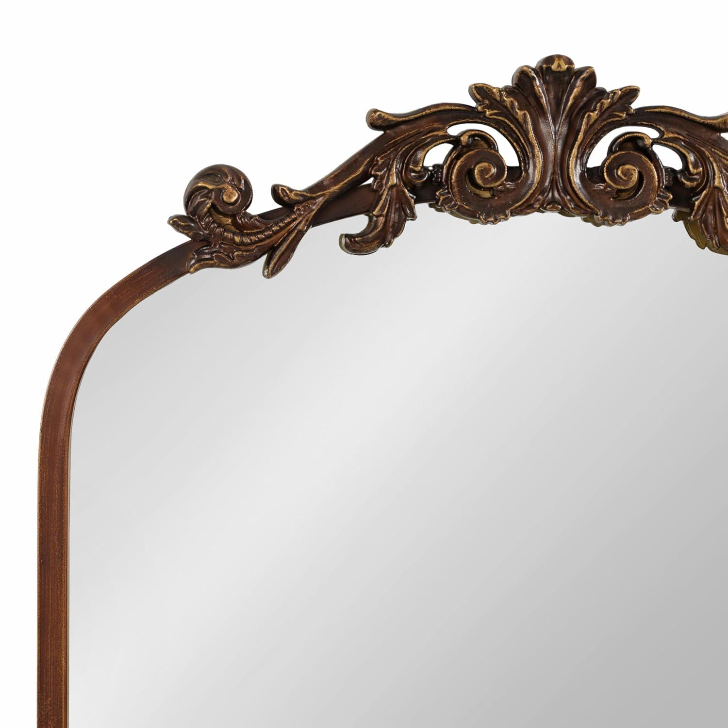 Kate & Laurel All Things Decor 21"x32" Arendahl Traditional Arch Mirror with Shelf Bronze: Elegant Wall-Mounted Metal Frame