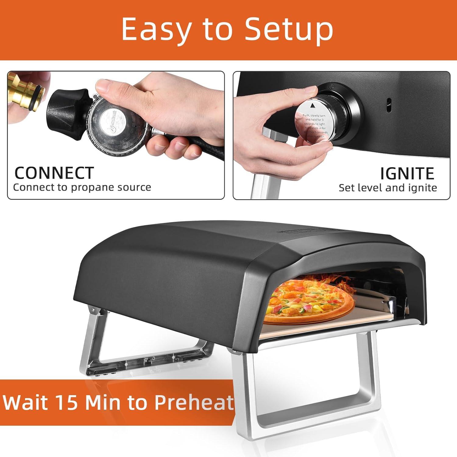 Commercial Chef Commercial Chef Countertop Propane Pizza Oven with Dual Burners