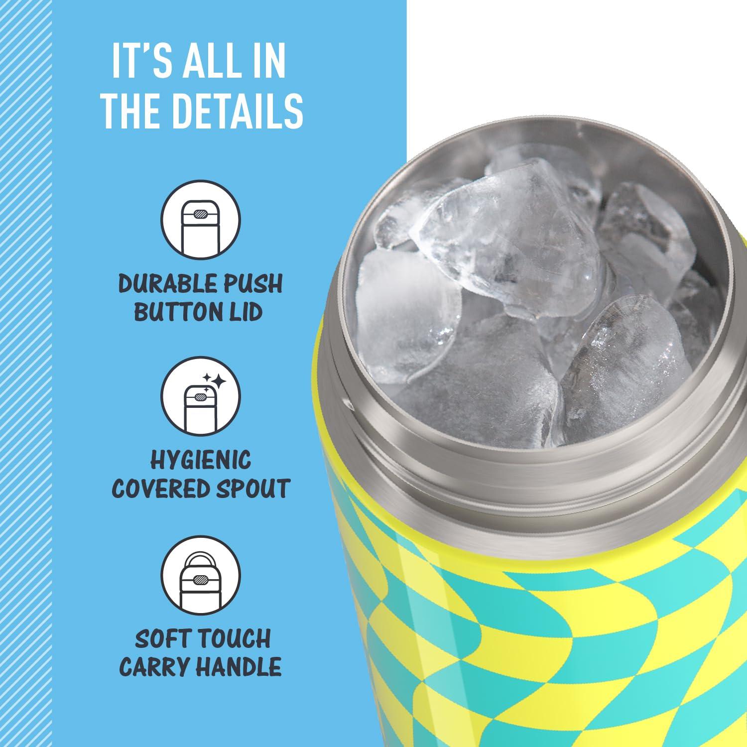 Thermos 16oz Stainless Steel FUNtainer Water Bottle with Bail Handle - Teal Checkers