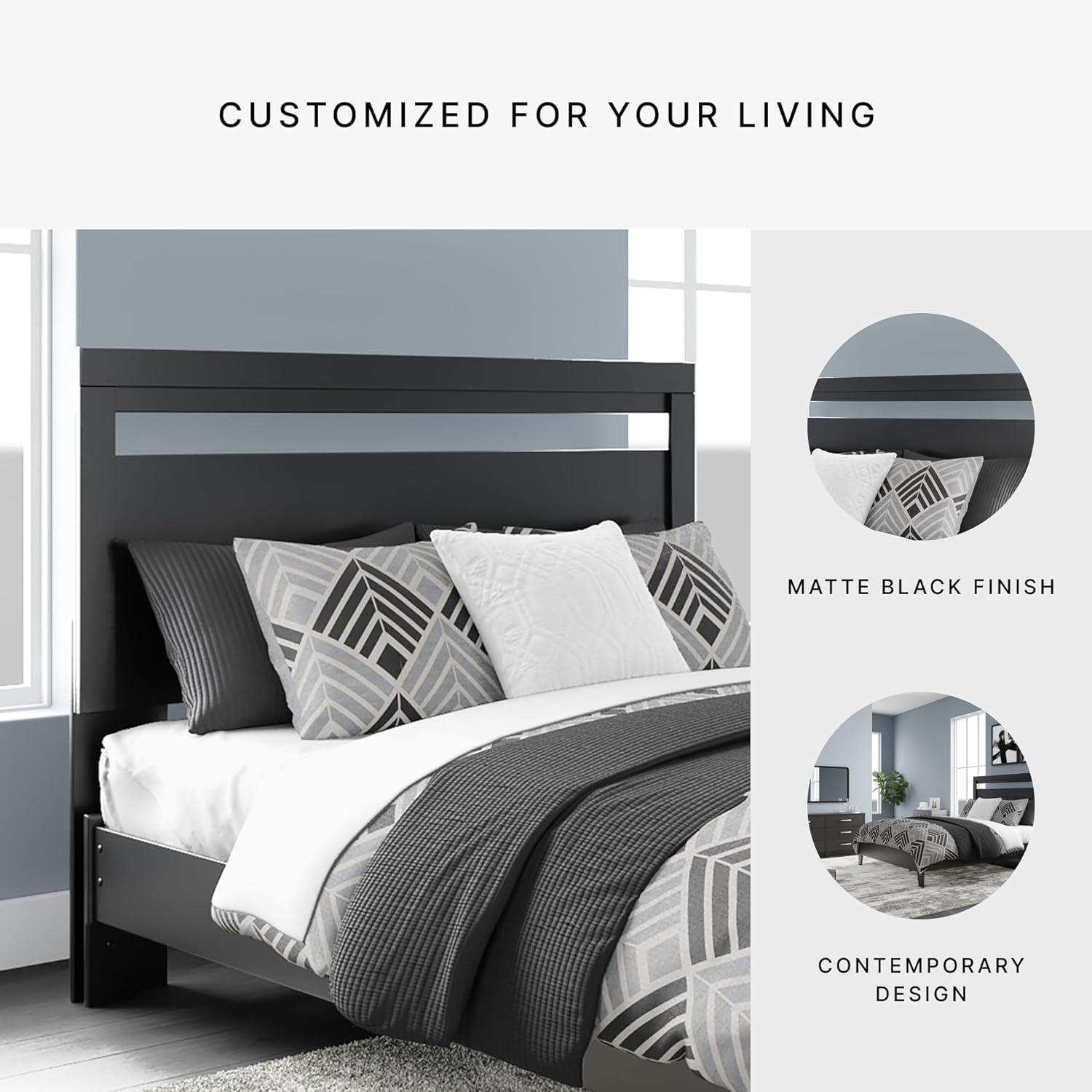 Queen Finch Panel Headboard Black - Signature Design by Ashley: Contemporary Matte Finish, 50.94" Height