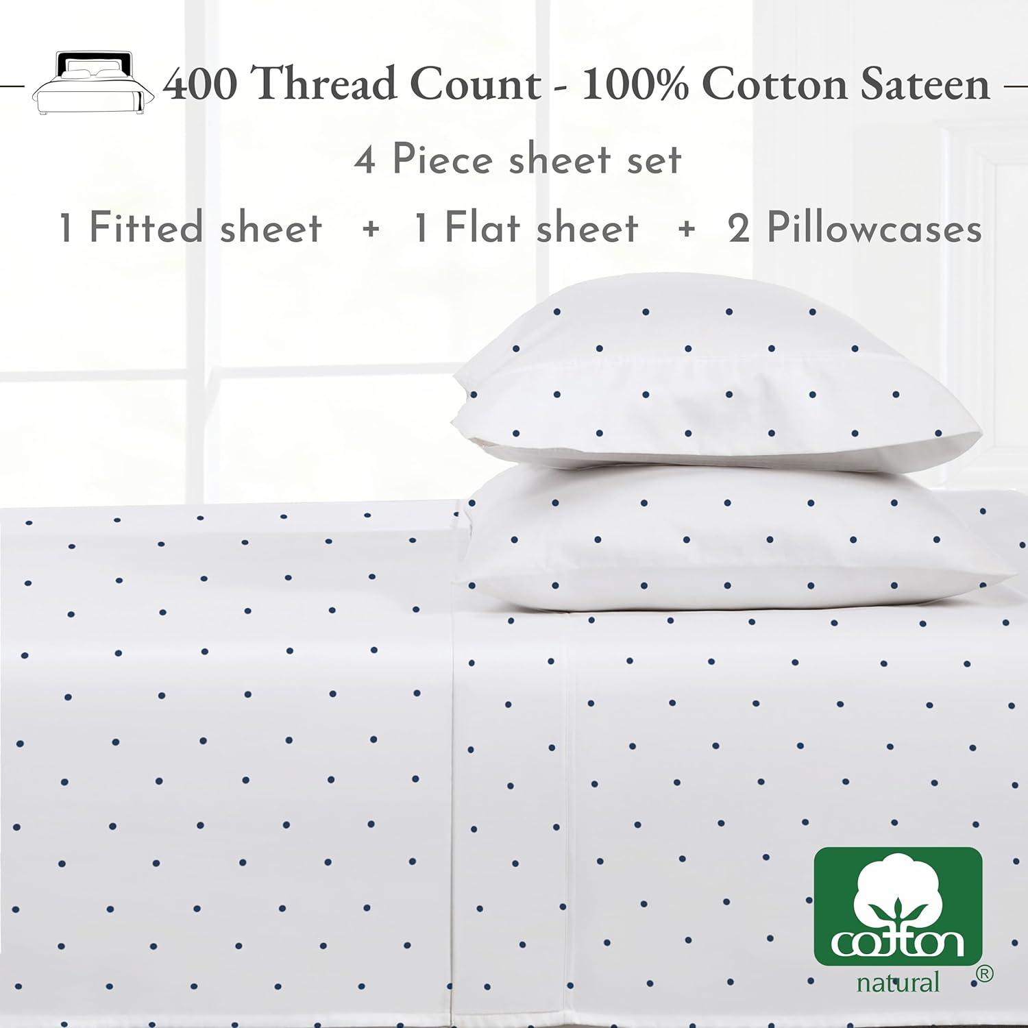 Cotton Sheets Set - Softest 400 Thread Count Bed Sheets, 100% Cotton Sateen, Cooling, Deep Pocket by California Design Den