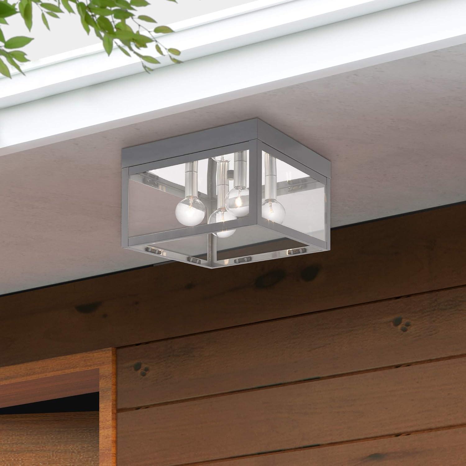 Bronze Nyack Clear Glass 4-Light Outdoor Ceiling Mount