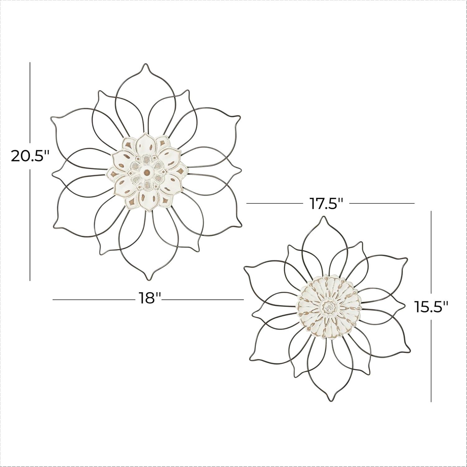 DecMode Black Metal Floral Wall Decor (2 Count)