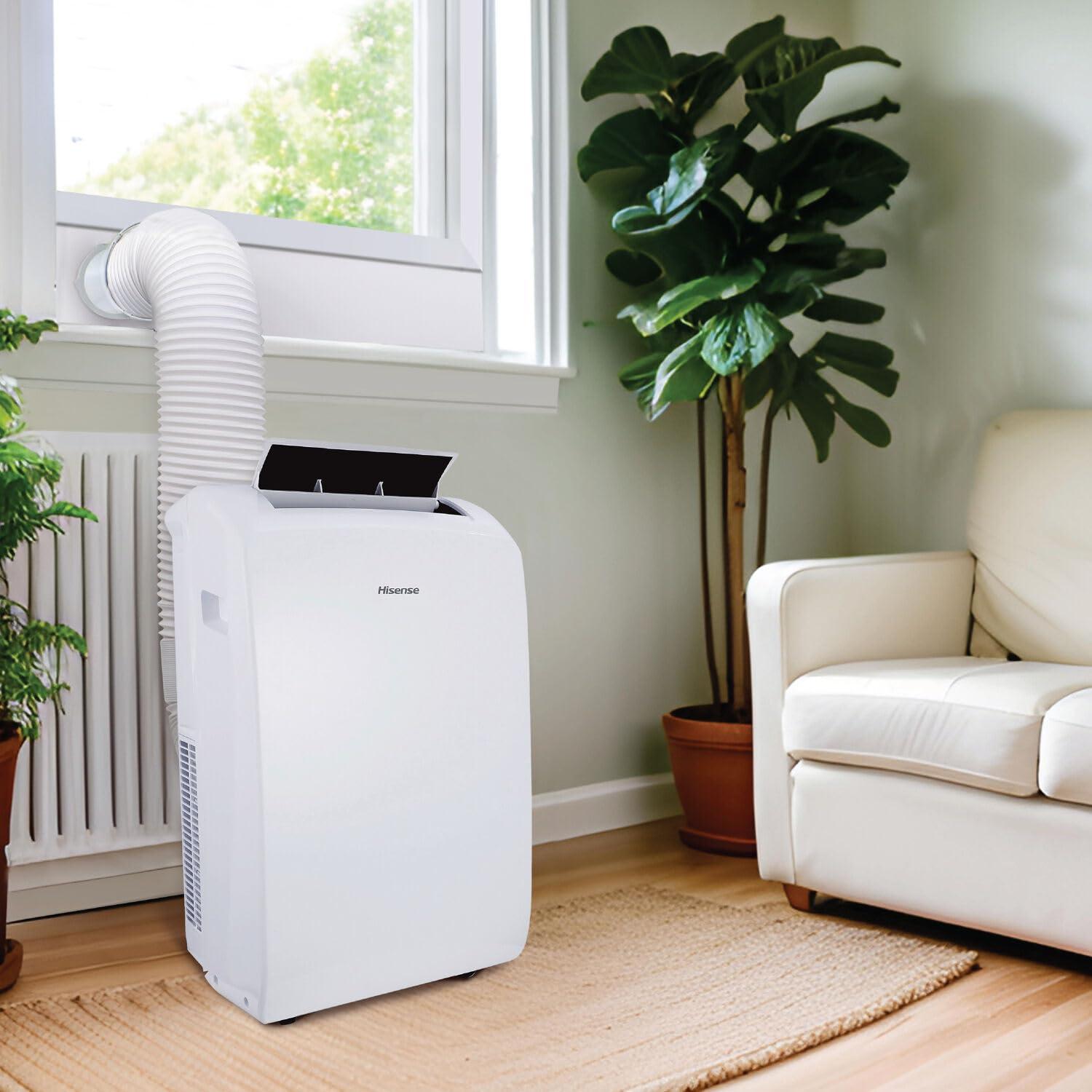 HiSense Hisense 8,000 BTU Smart Portable Air Conditioner with Wi-fi Controls, Dehumidifier and Remote, AC for Apartment, Bedroom, Medium Rooms up to 350 Square Feet in White