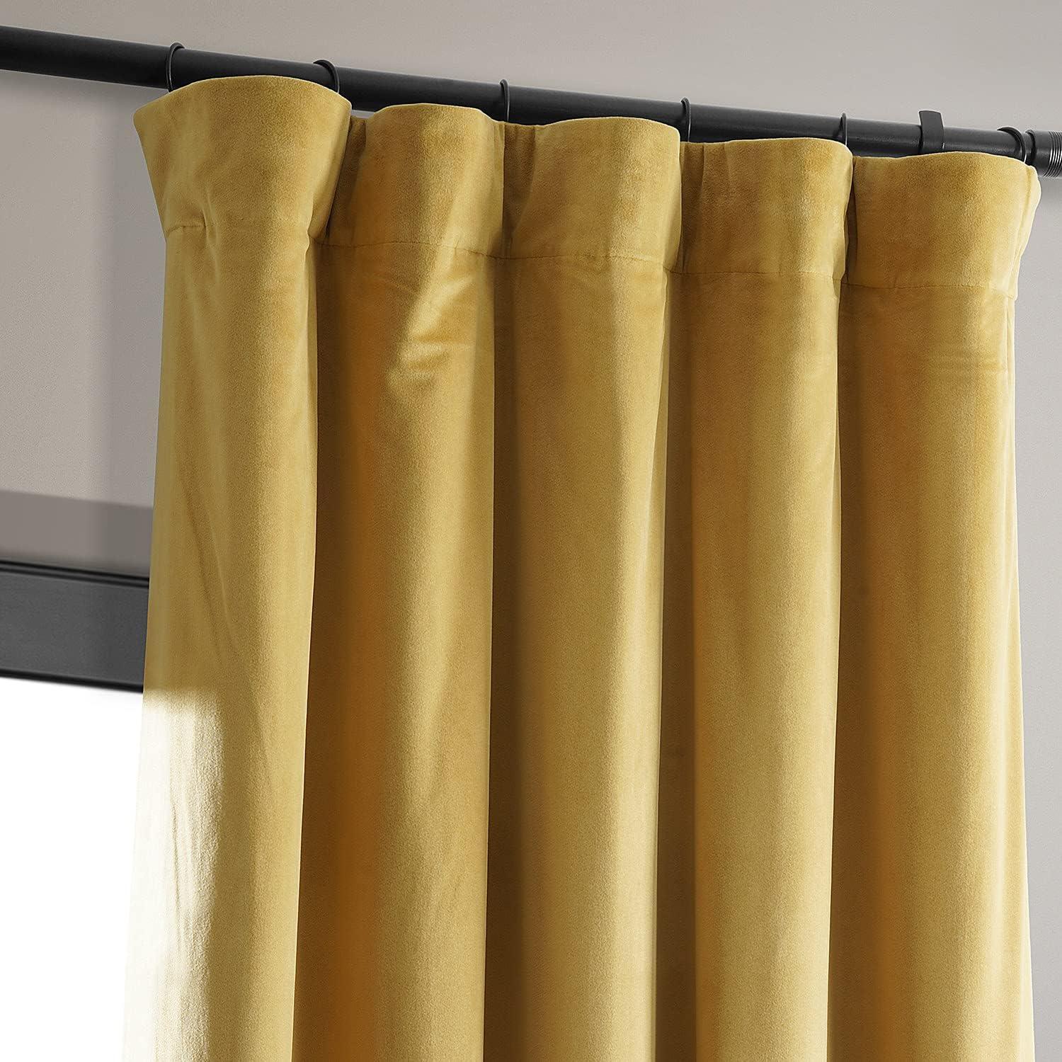 Half Price Drapes Signature Fool's Gold Velvet Blackout Curtains For Bedroom(1 Panel), 50WX 84L