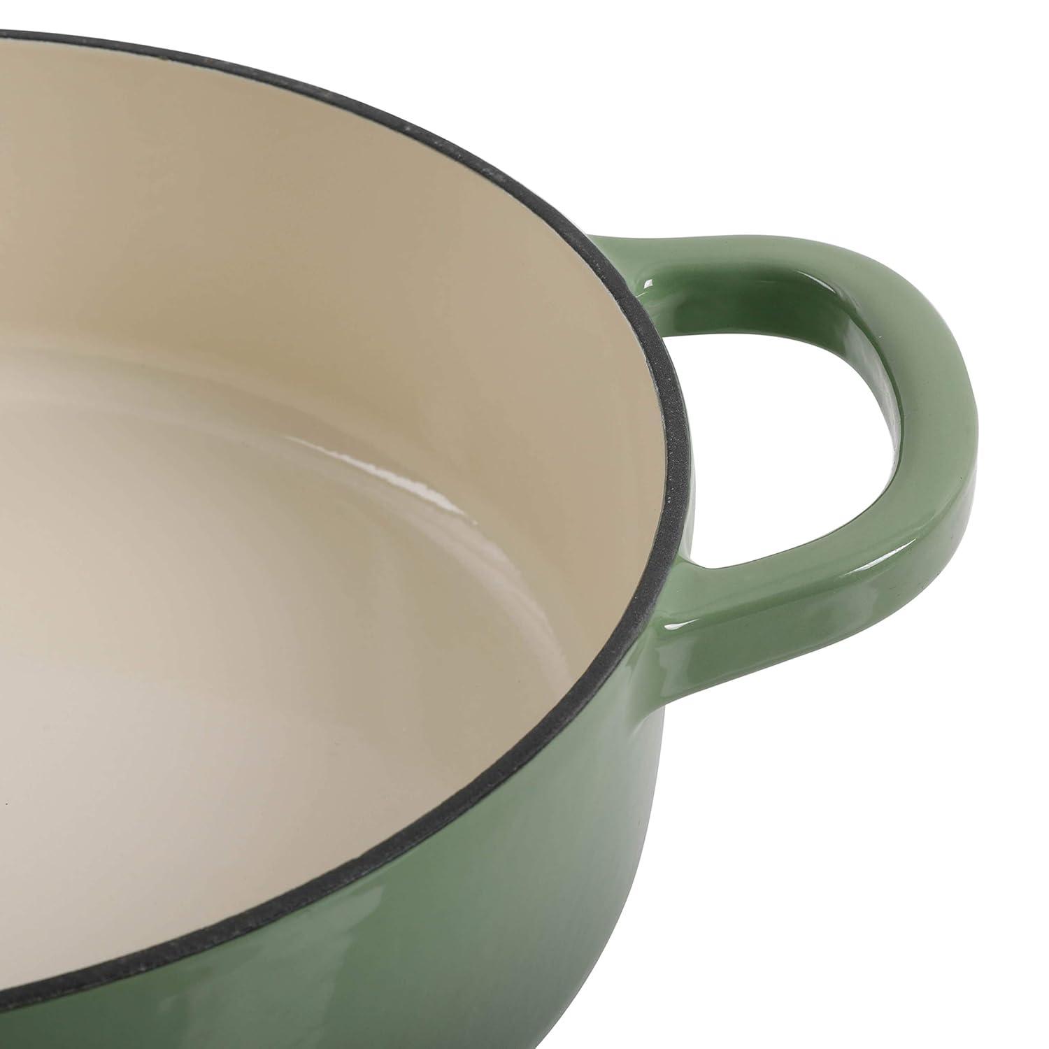 Crock-pot Crock Pot Artisan 5 Quart Round Enameled Cast Iron Braiser Pan With Self Basting Lid In Pistachio Green | Wayfair