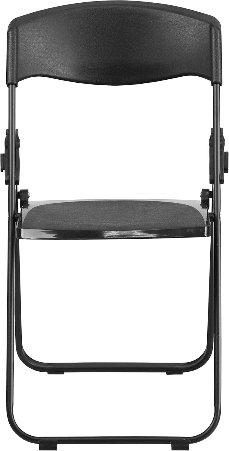 Flash Furniture 2 Pack HERCULES Series 500 lb. Capacity Heavy Duty Black Plastic Folding Chair with Built-in Ganging Brackets