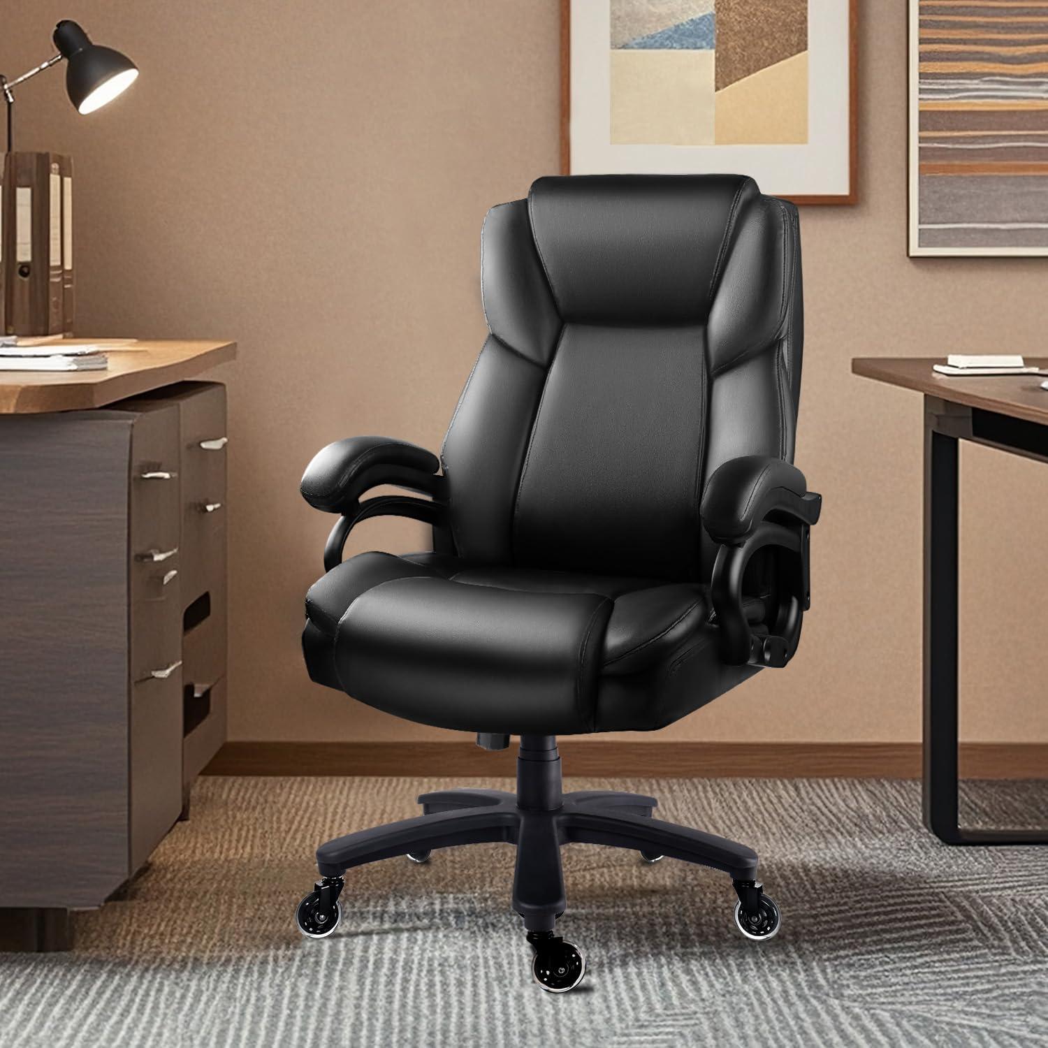 Waleaf Heavy Duty Big and Tall Office Chair 500lbs with Adjustable Lumbar Support,High Back Office Chair for Adults