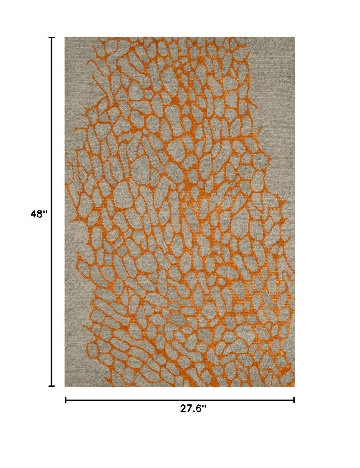 Blossom BLM695 Hand Hooked Indoor Runner Rug - Grey/Orange - 2'3"x4' - Safavieh