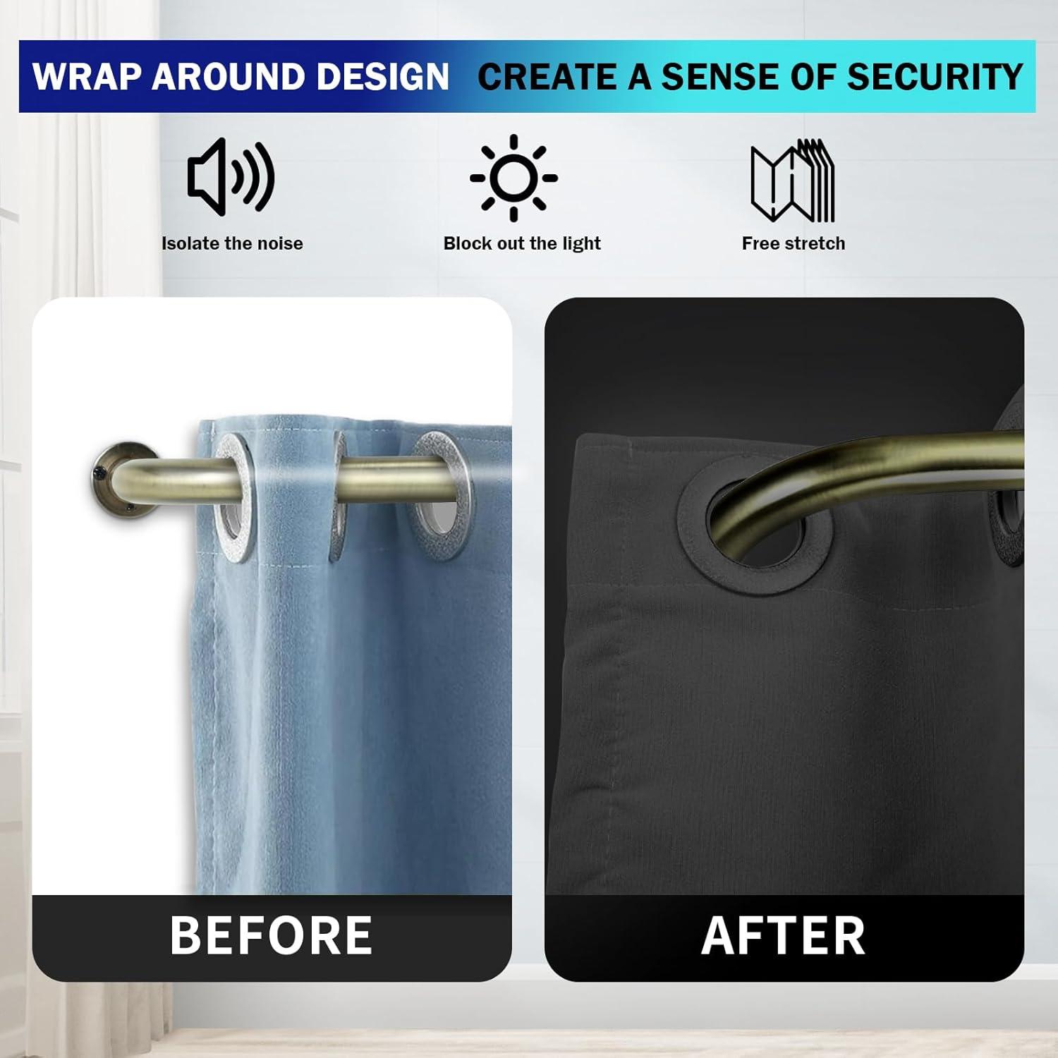 Urbanest Energy Saving Wrap Around Black Out Room Darkening Adjustable Window Curtain Metal Rod Set Heavy Duty, 1" Diameter, Antique Brass, 48"-84"