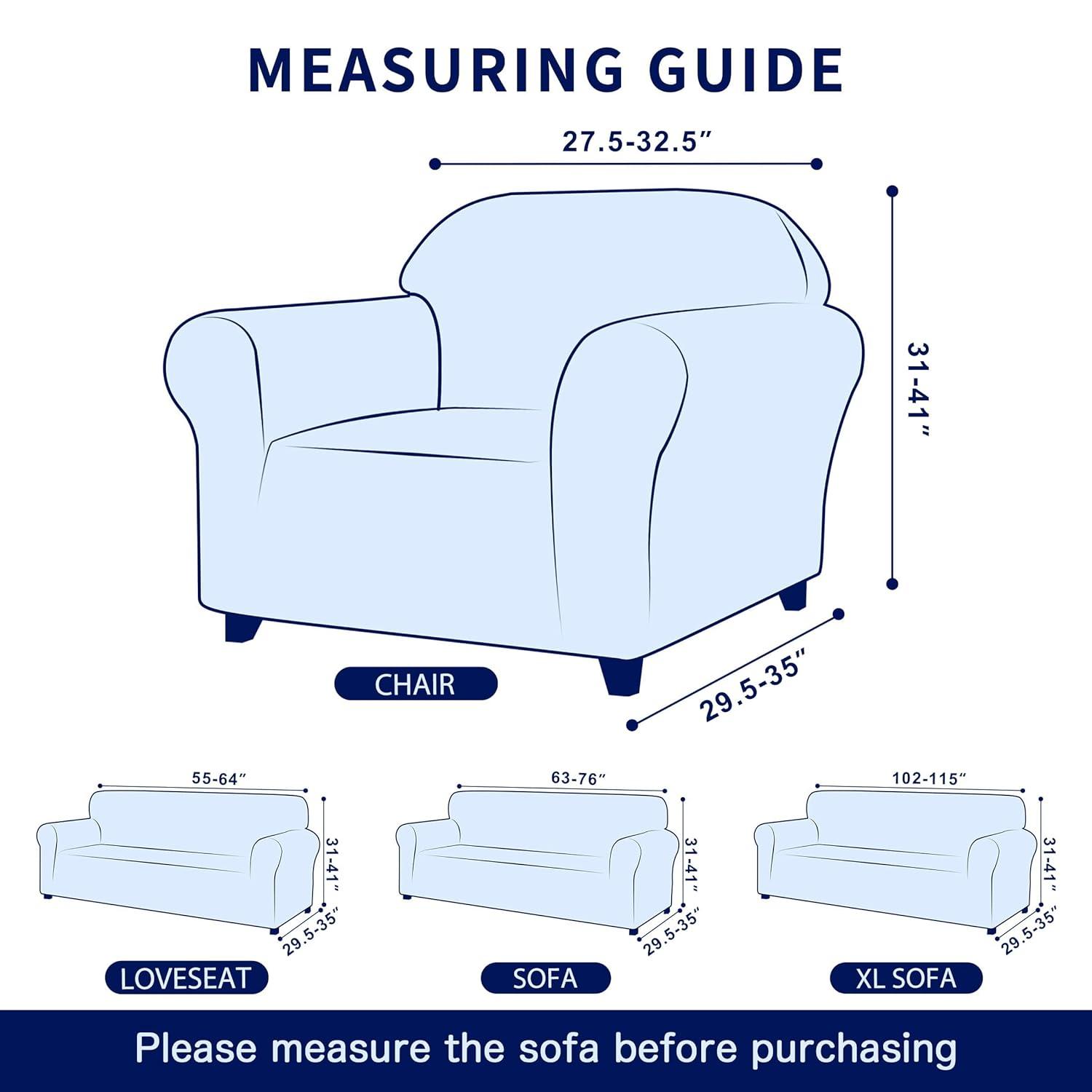 Subrtex Stretch 1-Piece Textured Grid Armchair Slipcover, Steel Blue