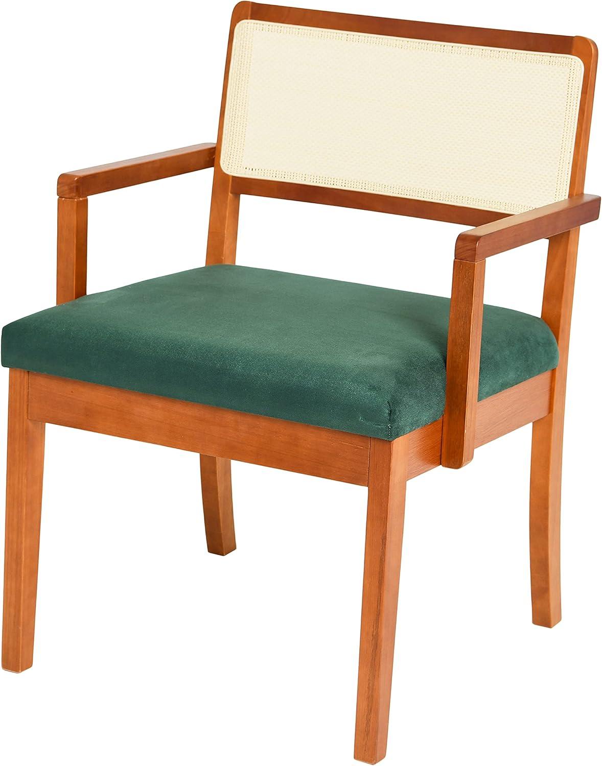 Dark Green Velvet Mid-Century Modern Accent Chair