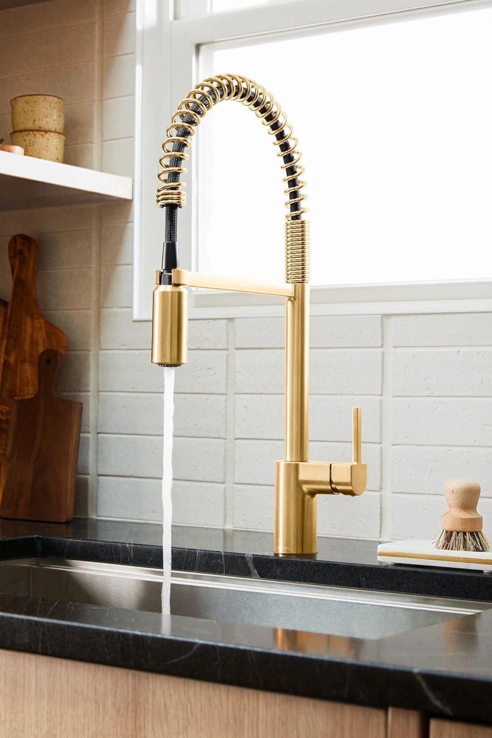 Align One Handle Spring Kitchen Faucet, Modern Single Hole Kitchen Sink Faucet Pulldown Sprayer