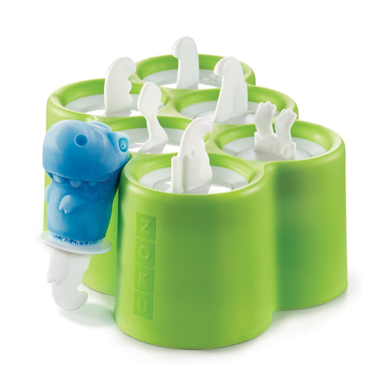 ZOKU Dino Pop Molds, 6 Different Easy-release Silicone Popsicle Molds in One Tray, Unique and Fun Prehistoric Designs, BPA-free