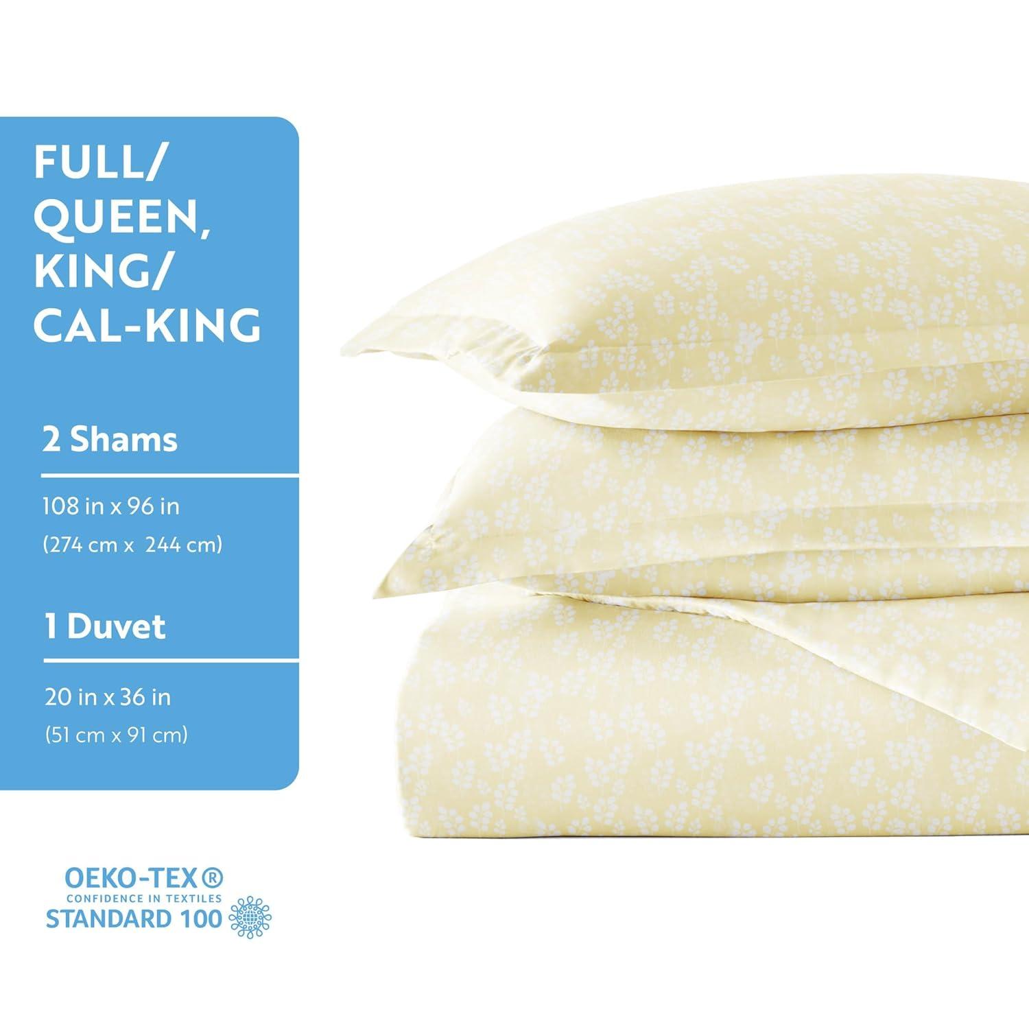 Ultra Soft & Breathable - Duvet Cover Set - Ivory Wheatfield Floral for Queen Size Bedding by Comfort Canopy