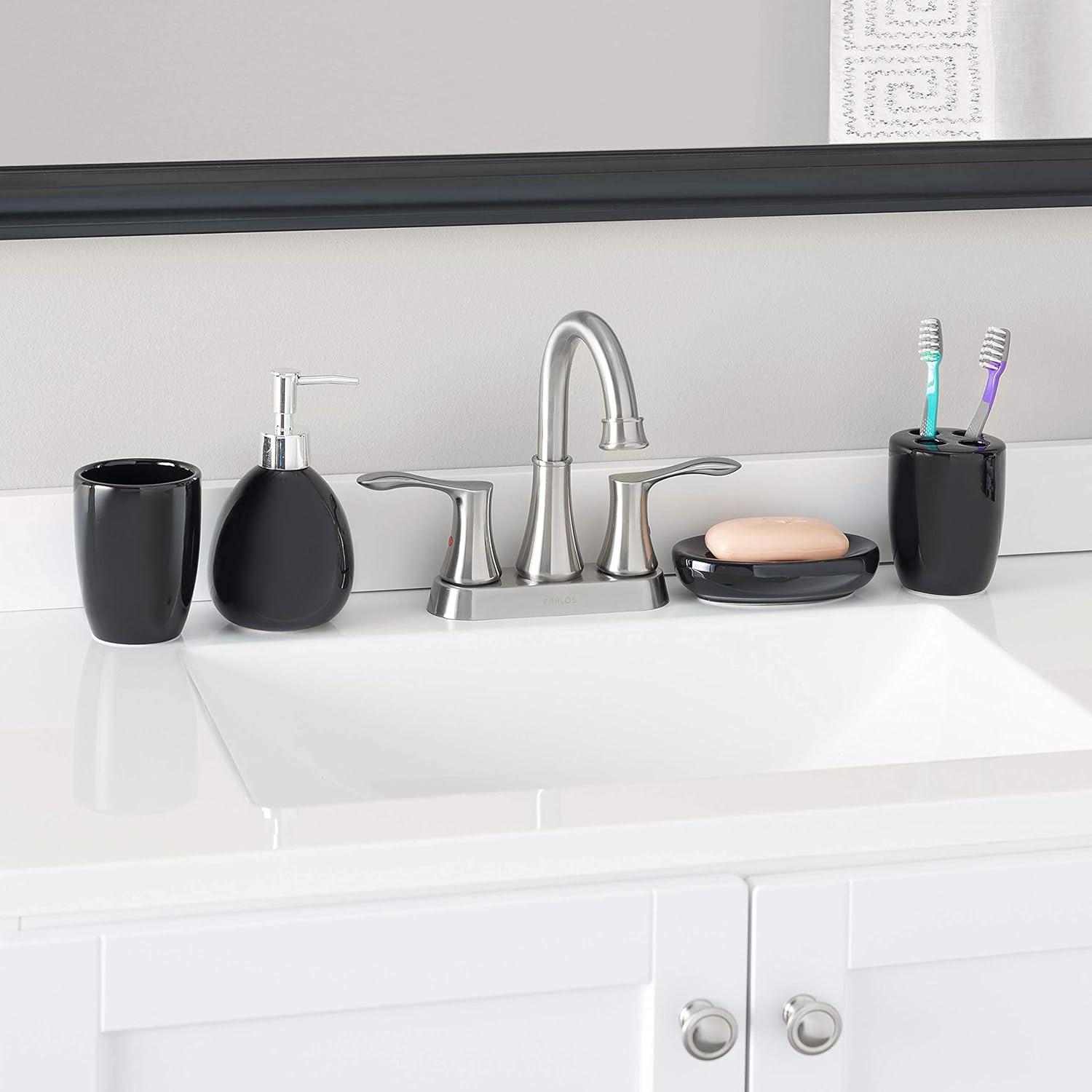 Black Polished Ceramic 4-Piece Bathroom Accessory Set