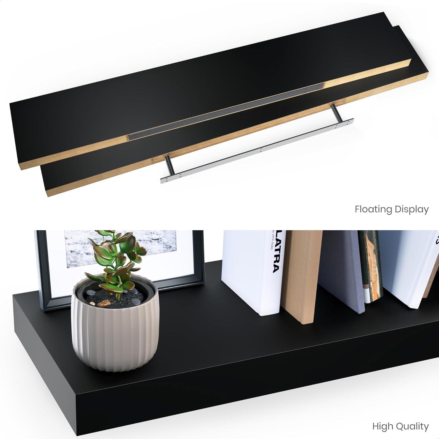 Ballucci Miami 48" W x 8" D Floating Shelves Set with Invisible Wall Mount Brackets (Set of 2)