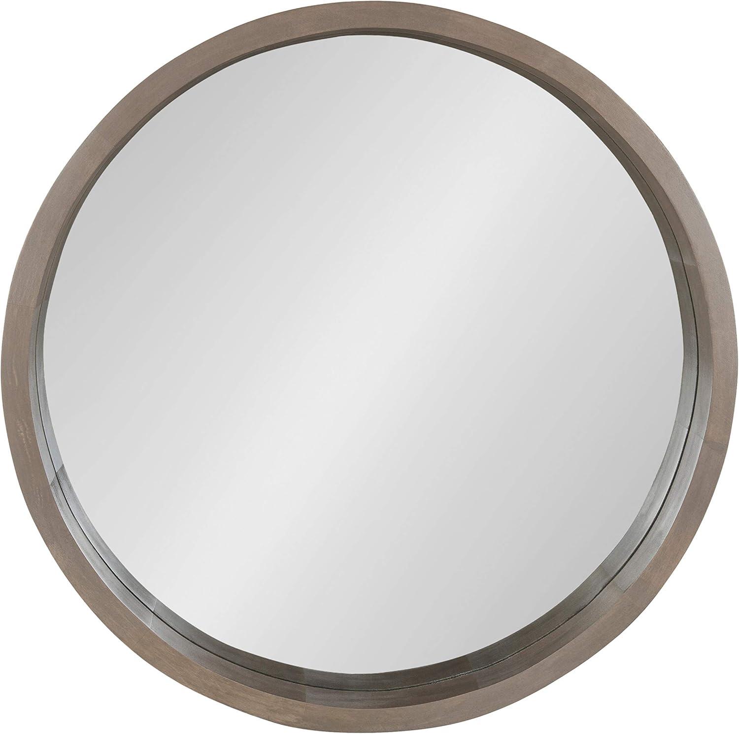 Kate and Laurel Hutton Round Decorative Wood Frame Wall Mirror