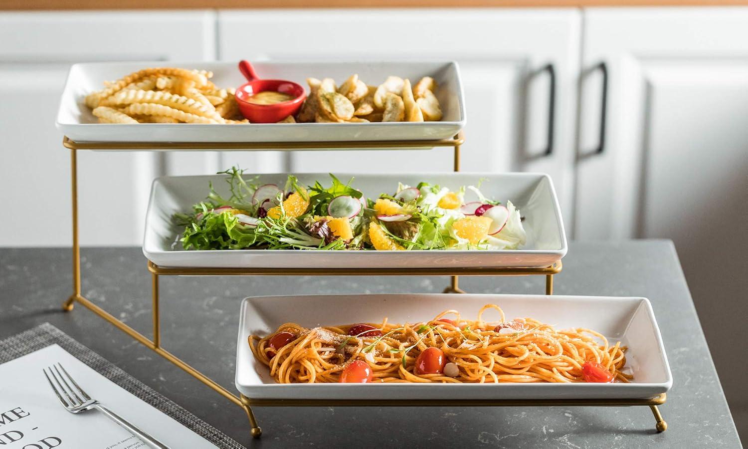 YHOSSEUN 3 Tier Serving Tray for Party, Tiered Serving Platters and Trays, 14 Inch Tiered Tray Stand, Dessert Stand, Serving Stand, Dessert Table Display Set with Collapsible Sturdier Metal Rack