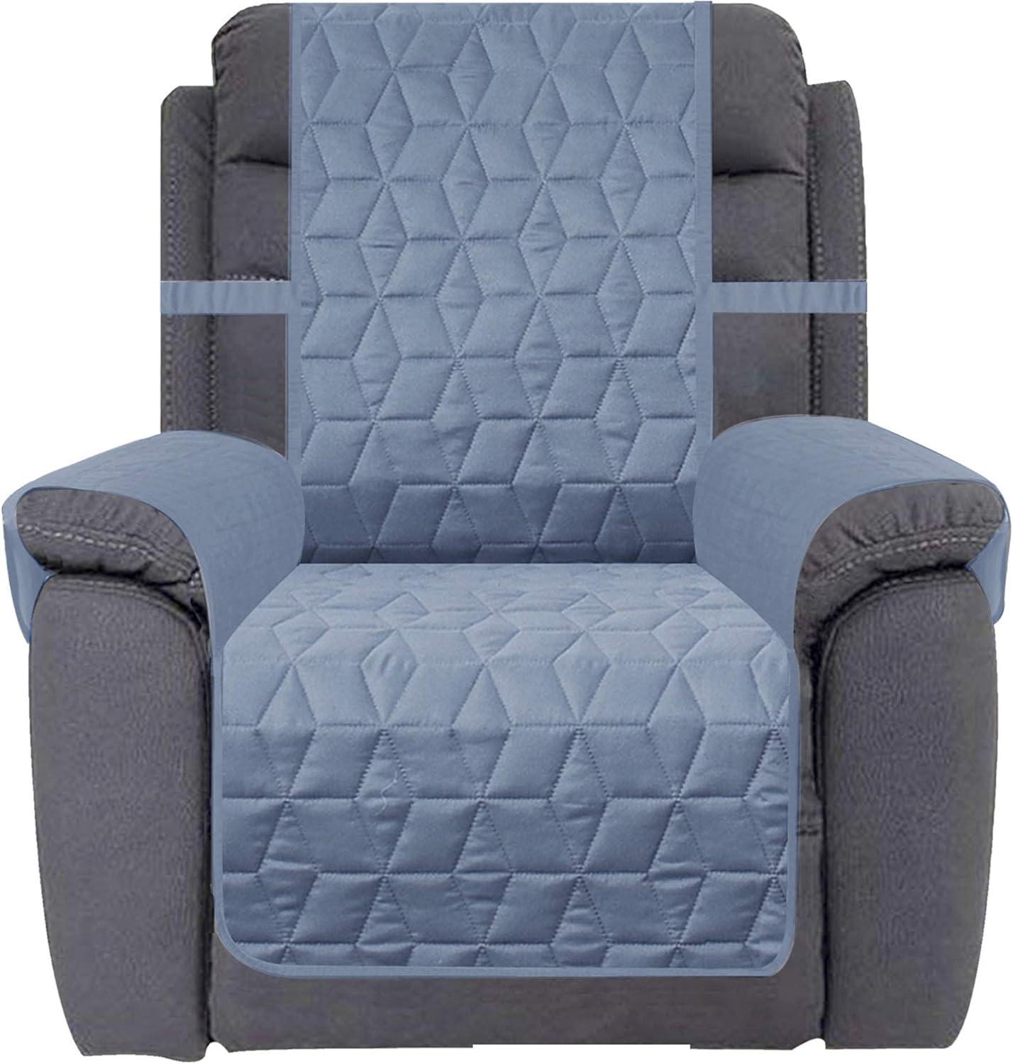 Ameritex Waterproof Nonslip Recliner Cover Oversized Christmas Decor Stay in Place, Dog Couch Recliner Cover Furniture Protector for Pets and Kids (Stone Blue, 30'')
