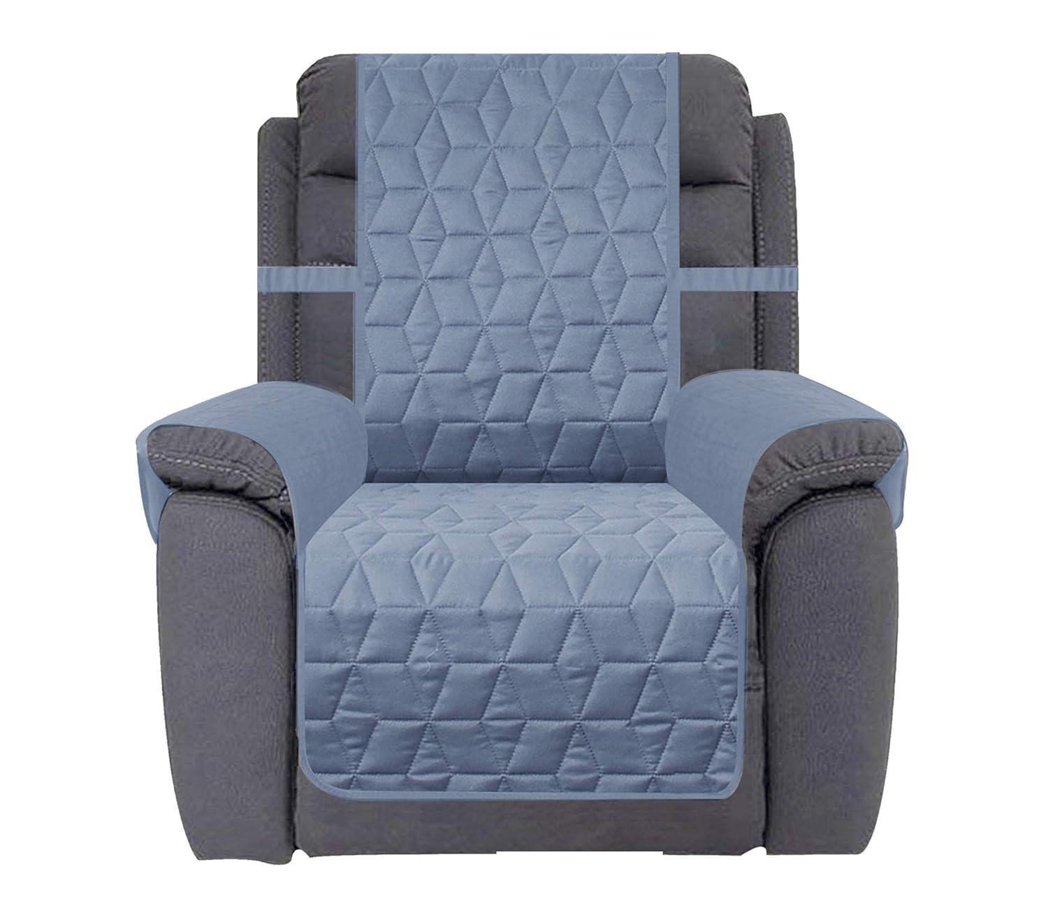 Ameritex Waterproof Nonslip Recliner Cover Oversized Christmas Decor Stay in Place, Dog Couch Recliner Cover Furniture Protector for Pets and Kids (Stone Blue, 30'')