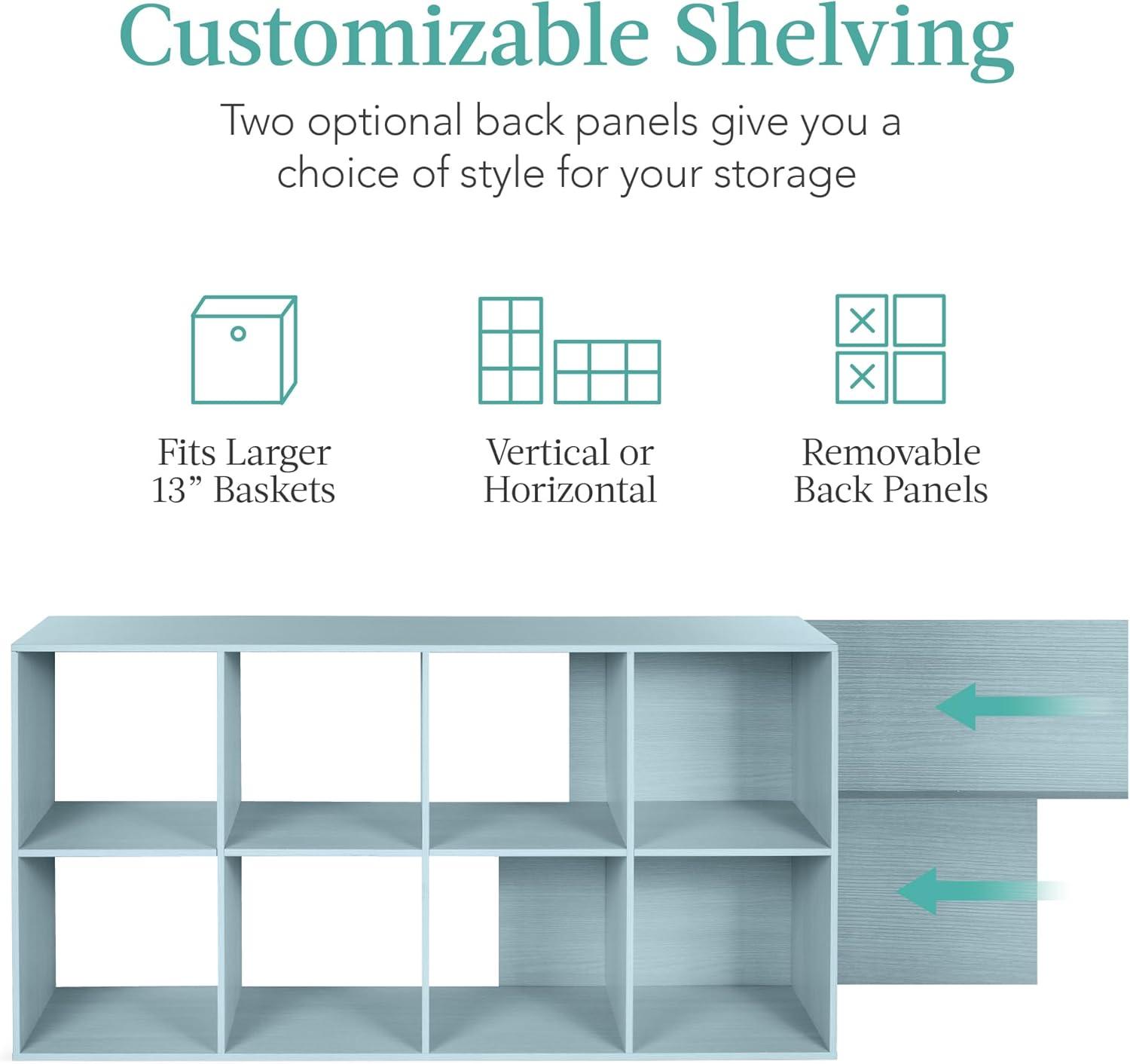 Best Choice Products 8-Cube Bookshelf, 13.5in Display Storage System, Organizer w/ Removable Back Panels - Light Blue