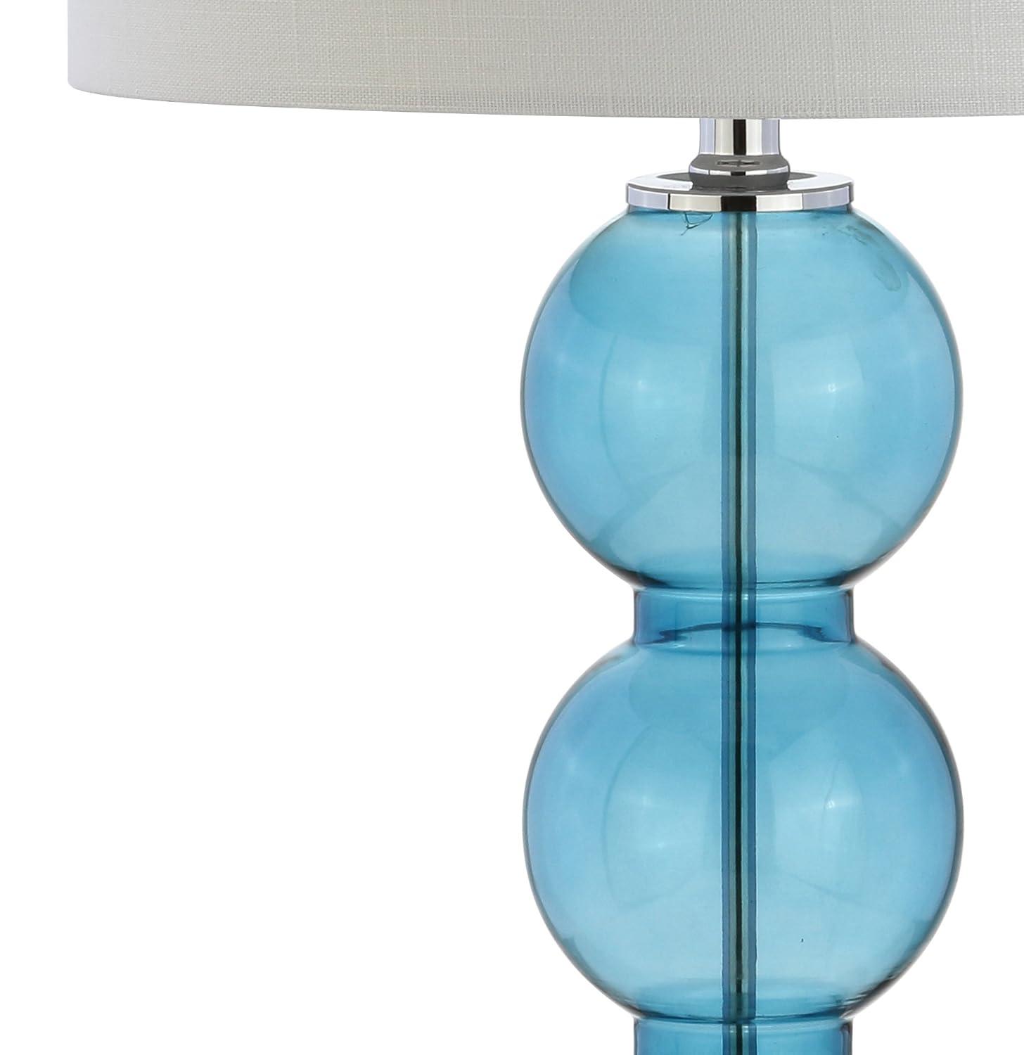 JONATHAN Y Bella 27" Glass Triple-Sphere LED Table Lamp, Sky Blue/Chrome (Set of 2)