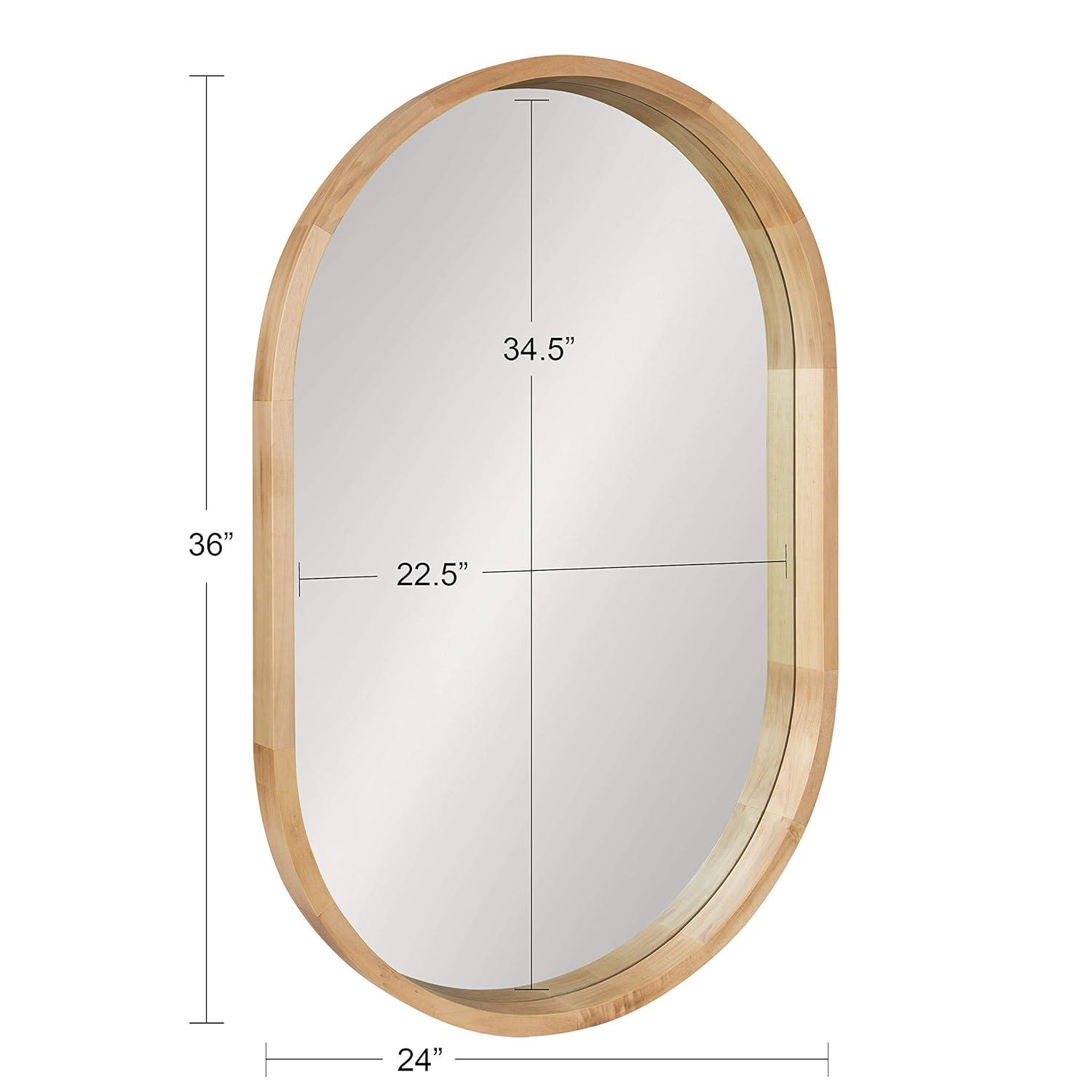 24" x 36" Hutton Wood Framed Capsule Wall Mirror Natural: Scandinavian Style, Poplar Frame - Kate & Laurel
