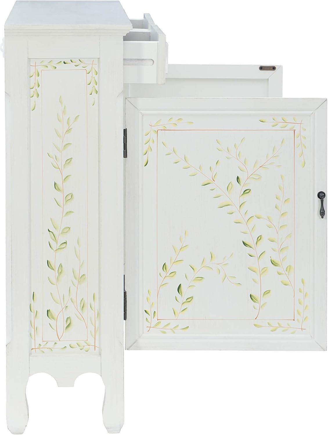 Linon Cillian Two Door Two Drawer Hand Painted Cabinet Console in White Wood