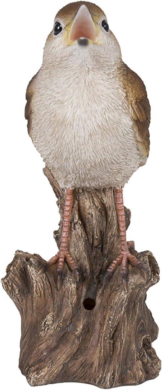 Hi-Line Gift Ltd. Motion Activated Singing Nightingale Standing on Stump