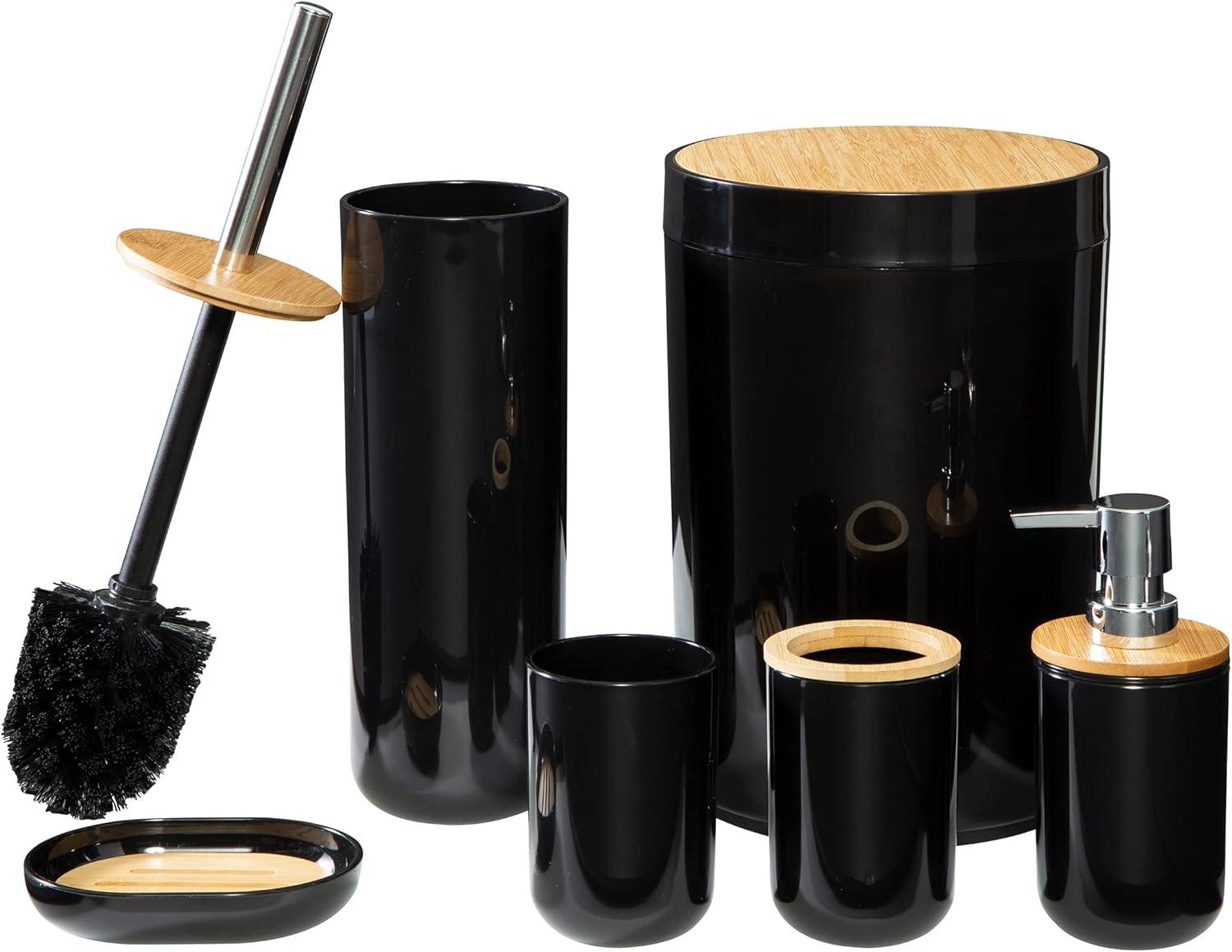 Home-Complete 6-Piece Complete Bathroom Accessories Set (Black)