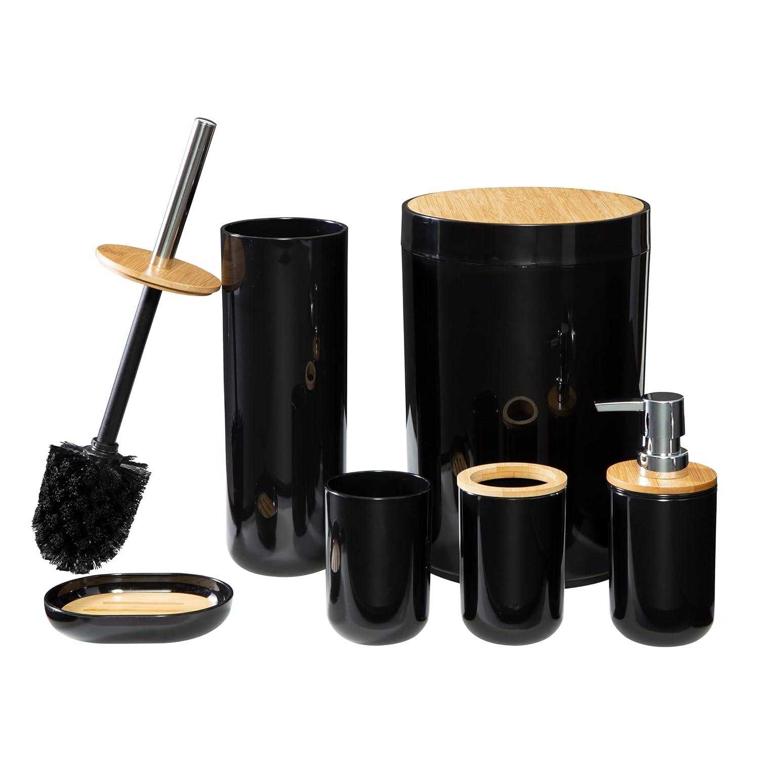 Home-Complete 6-Piece Complete Bathroom Accessories Set (Black)
