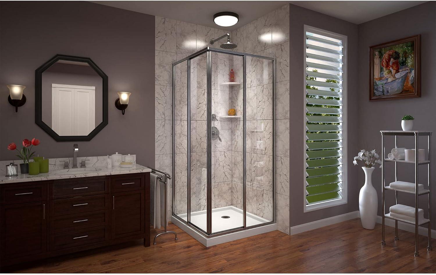 DreamLine Cornerview 42 in. D x 42 in. W x 74 3/4 in. H Framed Sliding Shower Enclosure