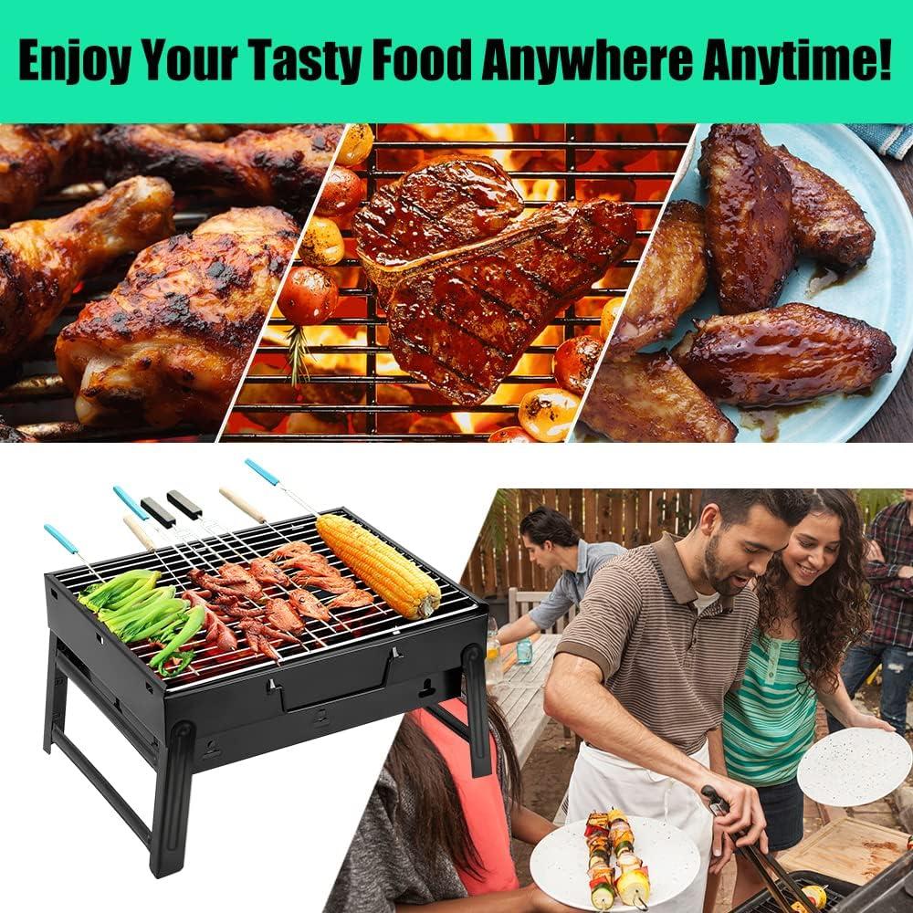 Portable Black Stainless Steel Charcoal Grill with Smoker