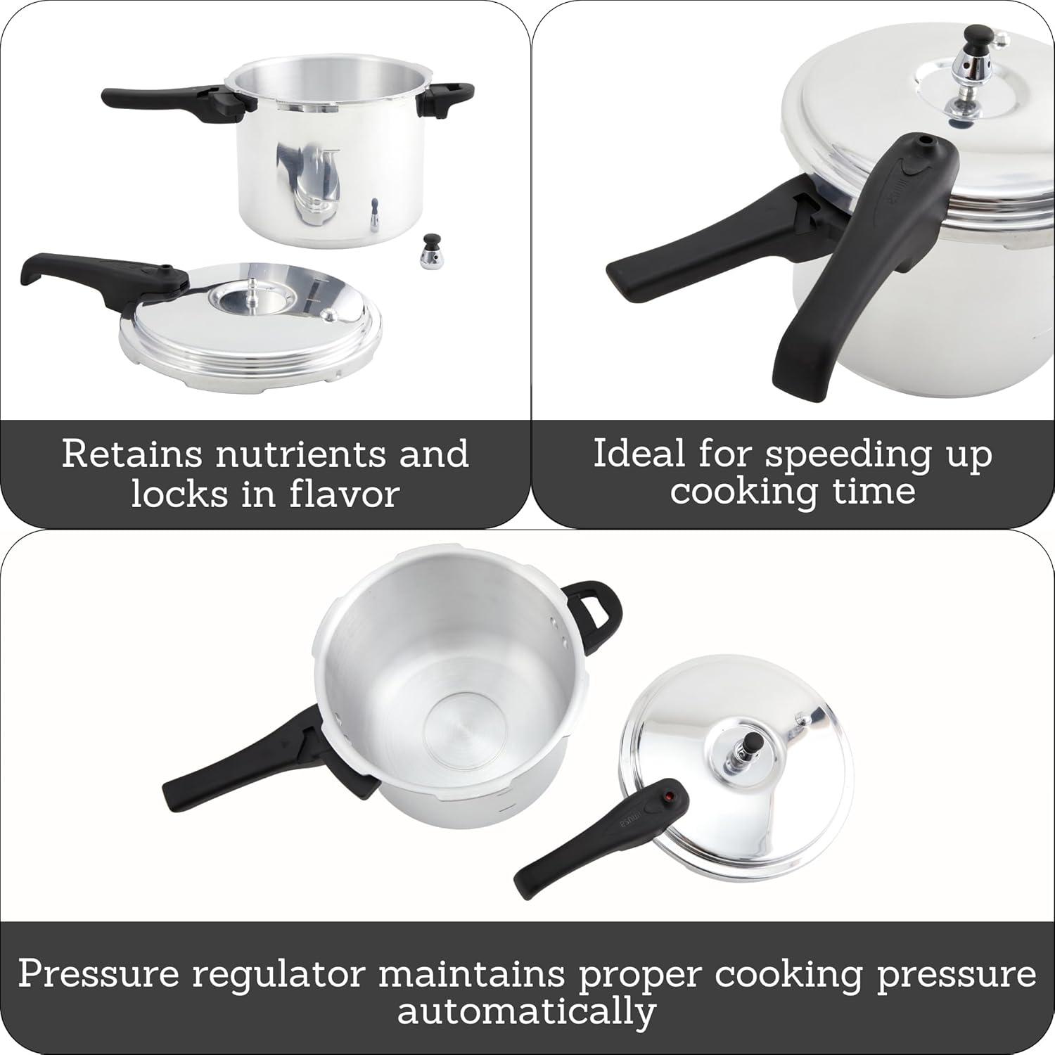 IMUSA 7qt Stovetop Natural Finish Basic Pressure Cooker - Silver: Aluminum, Locking Lid, Cool Touch Handle, Hand Wash