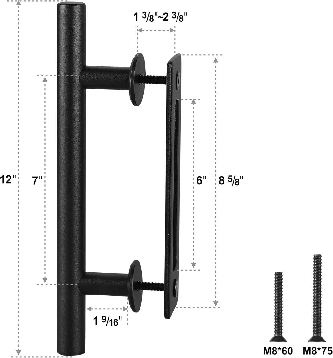 Black Heavy Duty Steel Sliding Barn Door Handle Set