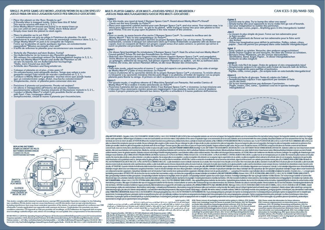 B. toys – Vehicle Bumper Space Car – Light – Up – Simple Remote Control Car for Toddlers with Alien Driver – Marky Mars – 12+ Months